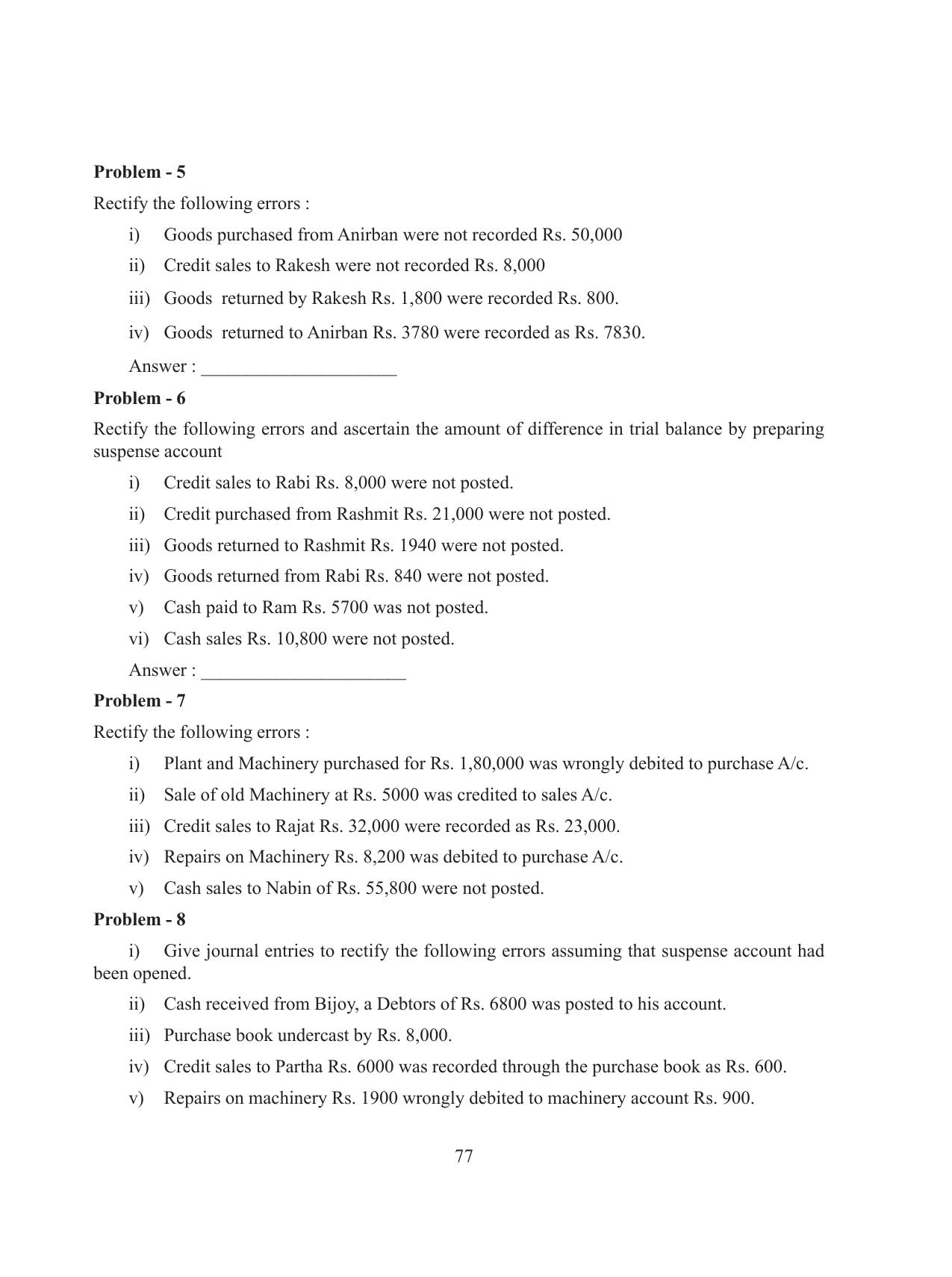 Tripura Board Class 11 Accountency Part-I & II English Version Workbooks - Page 81