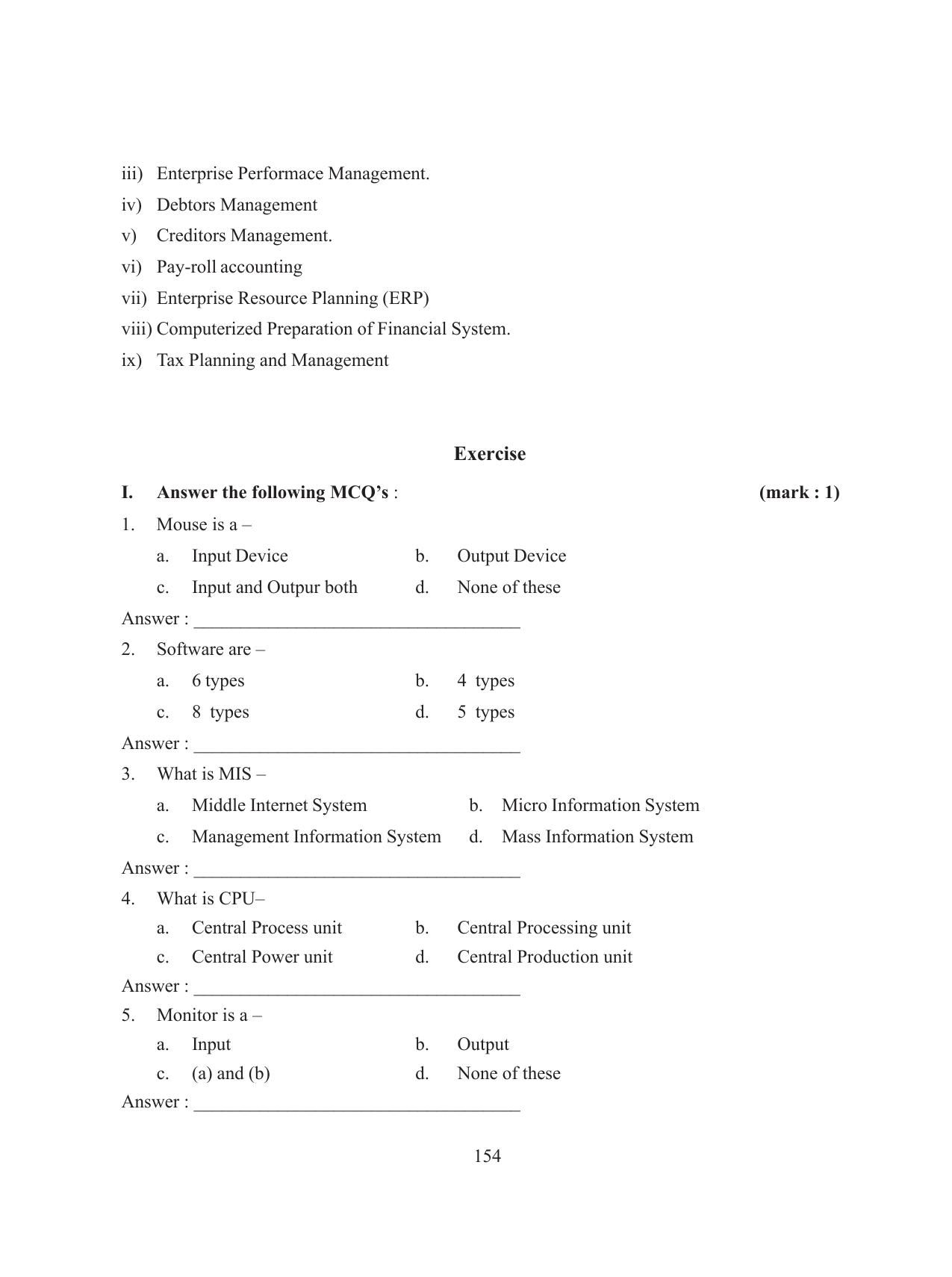 Tripura Board Class 11 Accountency Part-I & II English Version Workbooks - Page 158