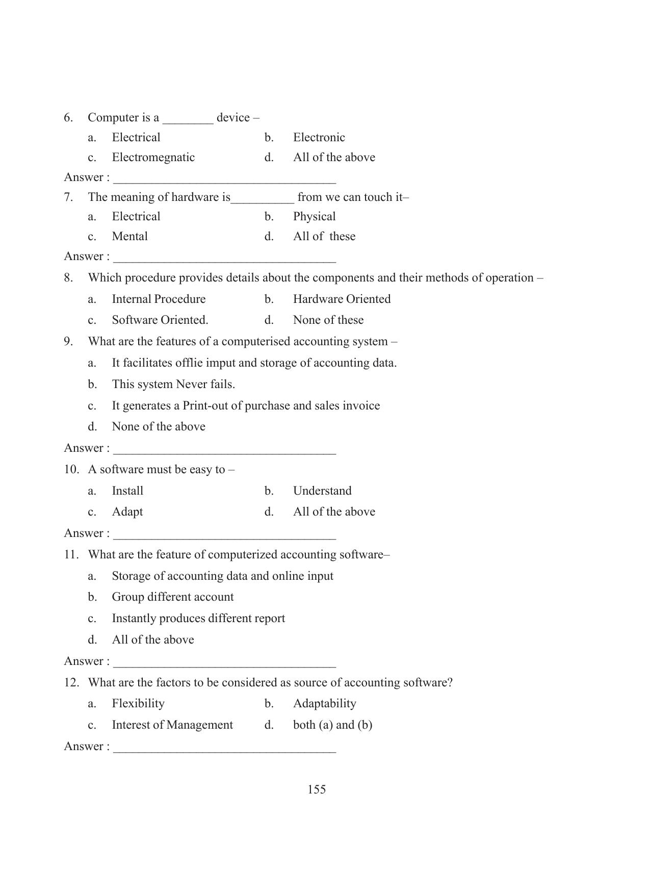 Tripura Board Class 11 Accountency Part-I & II English Version Workbooks - Page 159