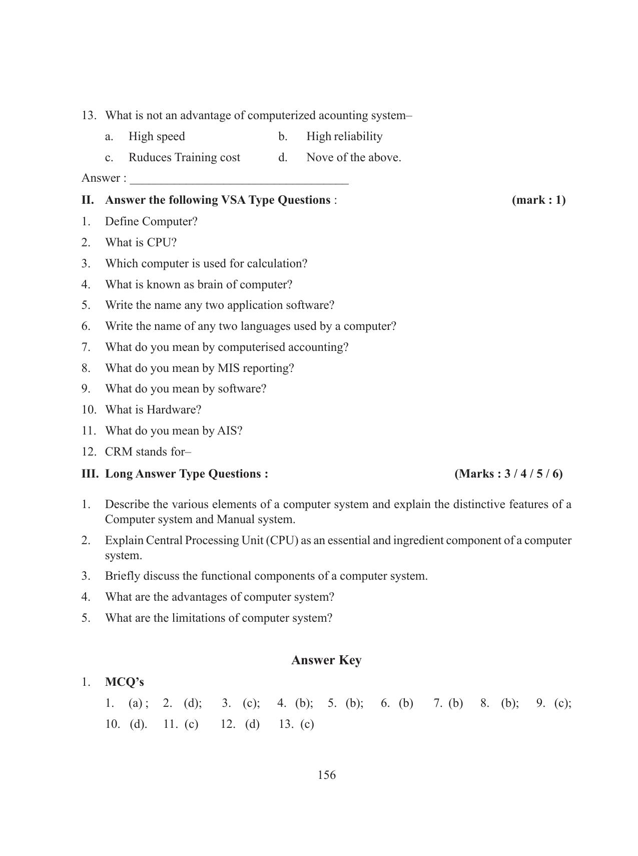 Tripura Board Class 11 Accountency Part-I & II English Version Workbooks - Page 160