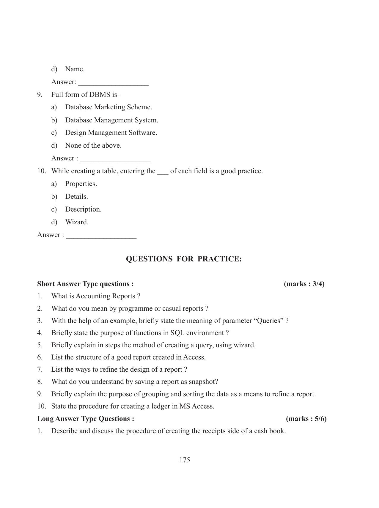 Tripura Board Class 11 Accountency Part-I & II English Version Workbooks - Page 179