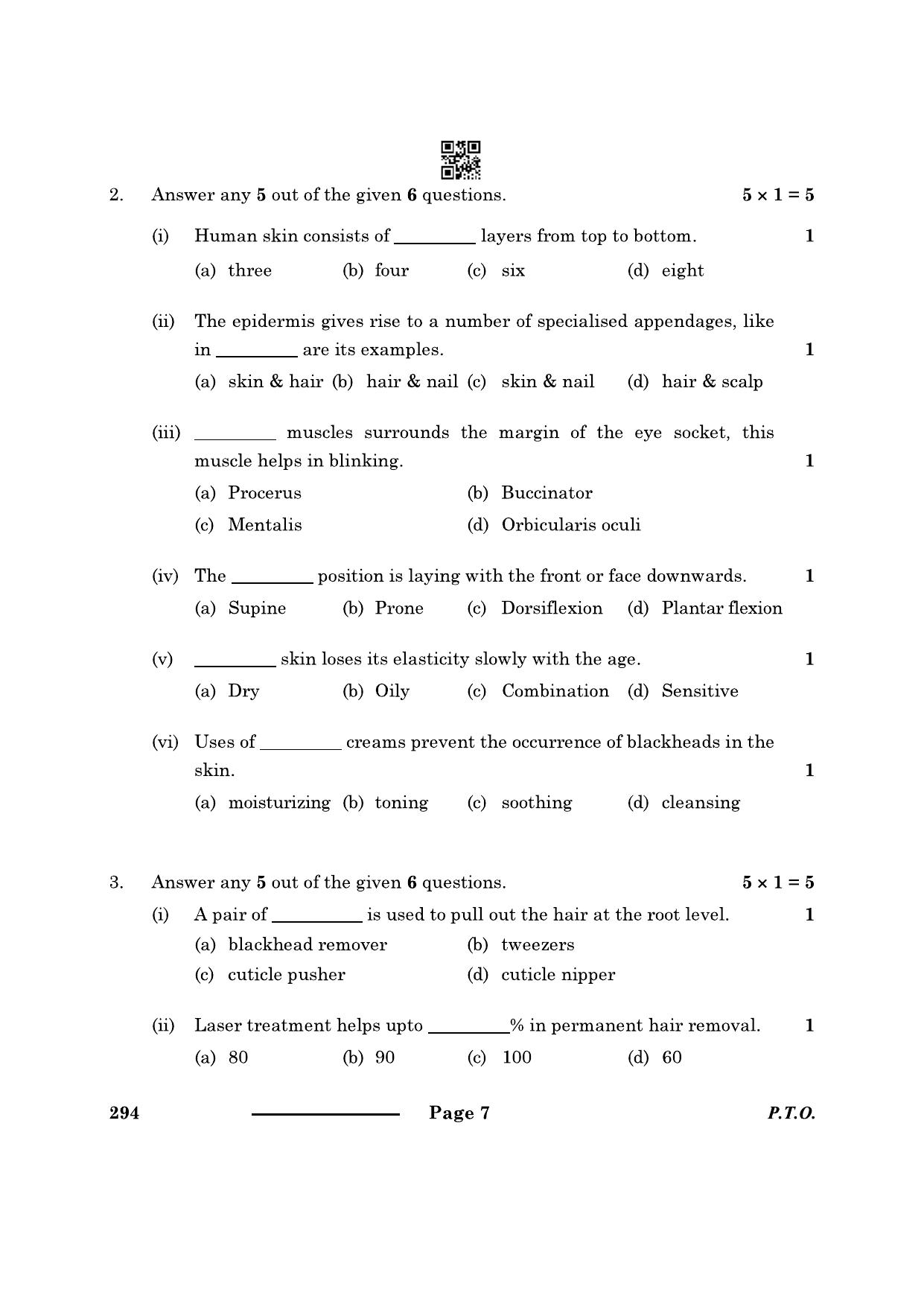 CBSE Class 10 Beauty & Wellness 2024 Question Paper - Page 7