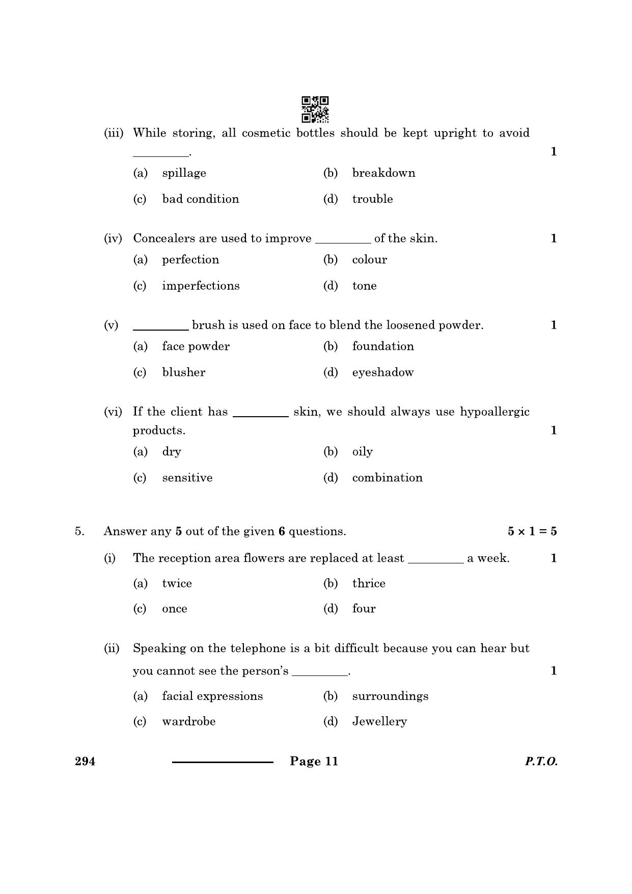 CBSE Class 10 Beauty & Wellness 2024 Question Paper - Page 11