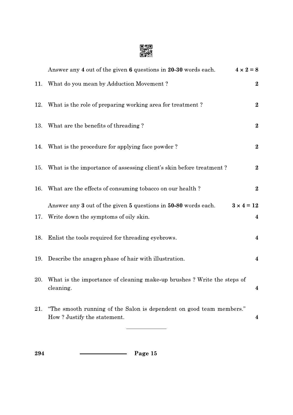 CBSE Class 10 Beauty & Wellness 2024 Question Paper - Page 15