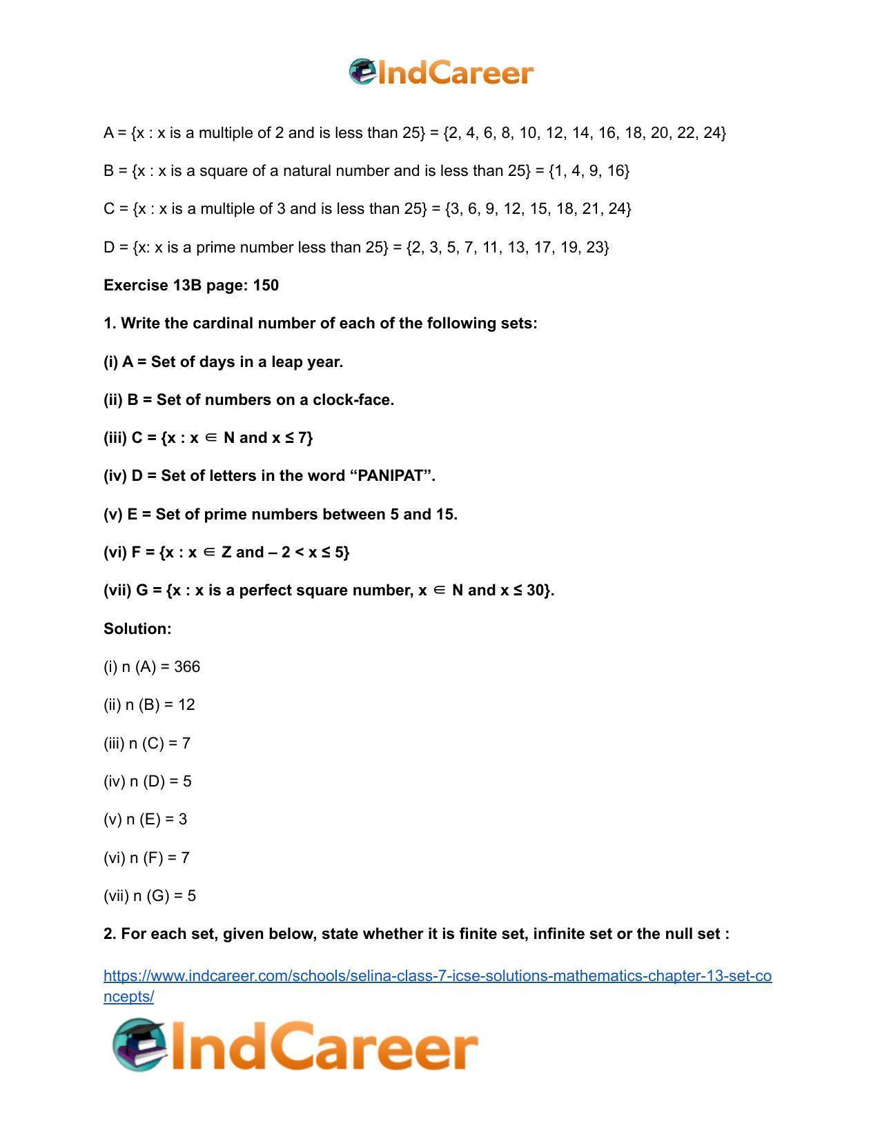 Selina Class 7 ICSE Solutions Mathematics : Chapter 13- Set Concepts - Page 8