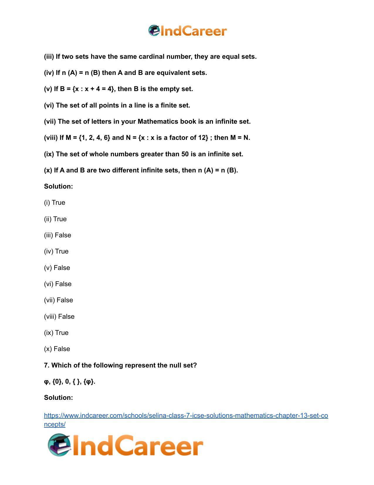 Selina Class 7 ICSE Solutions Mathematics : Chapter 13- Set Concepts - Page 14