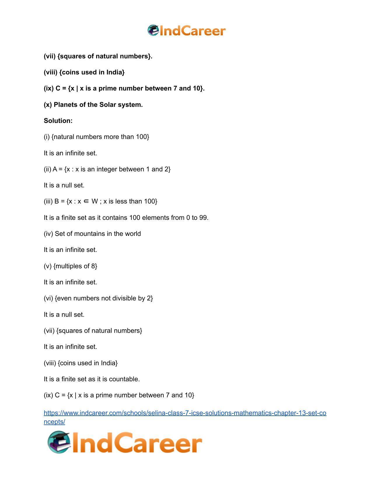 Selina Class 7 ICSE Solutions Mathematics : Chapter 13- Set Concepts - Page 28