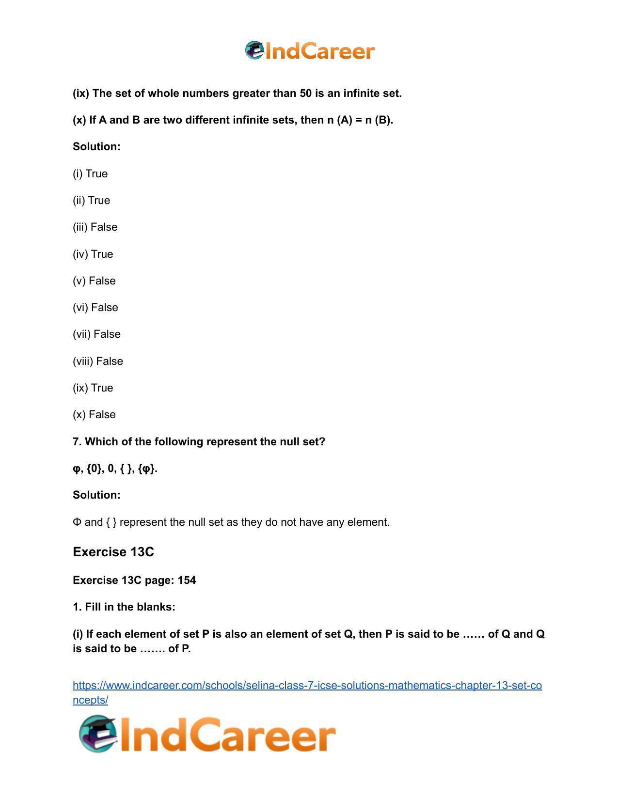 Selina Class 7 ICSE Solutions Mathematics : Chapter 13- Set Concepts - Page 33