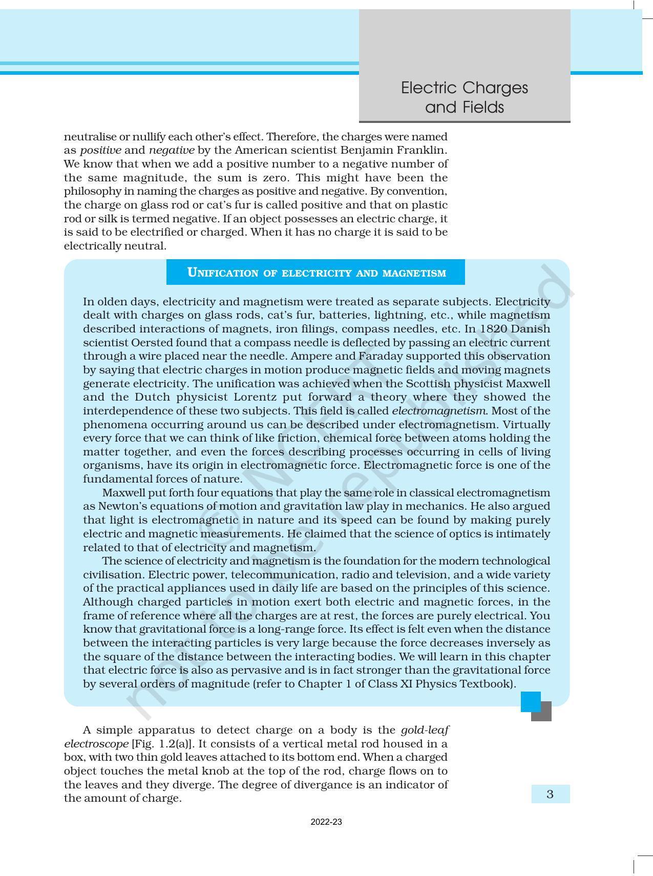 NCERT Book for Class 12 Physics Chapter 1 Electric Charges and Fields - Page 3