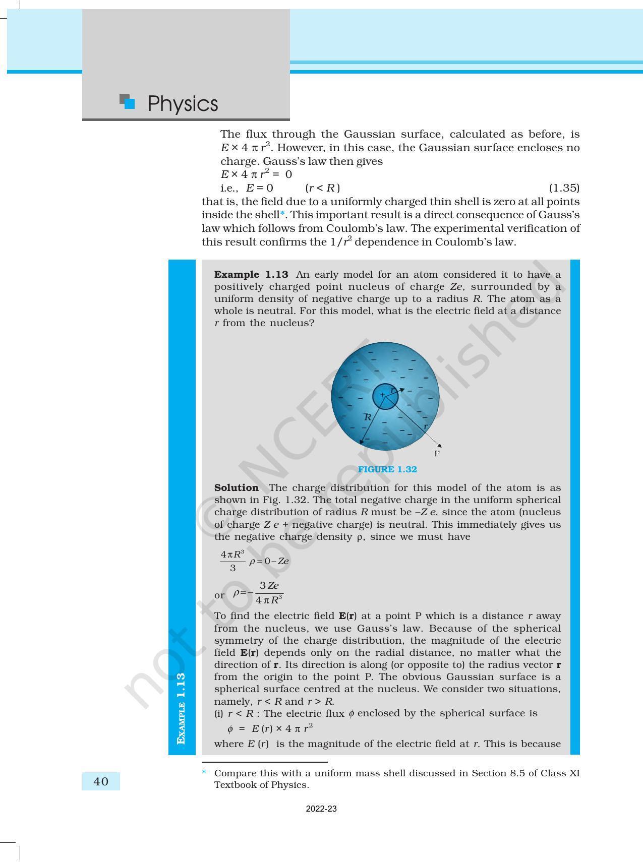 NCERT Book for Class 12 Physics Chapter 1 Electric Charges and Fields - Page 40