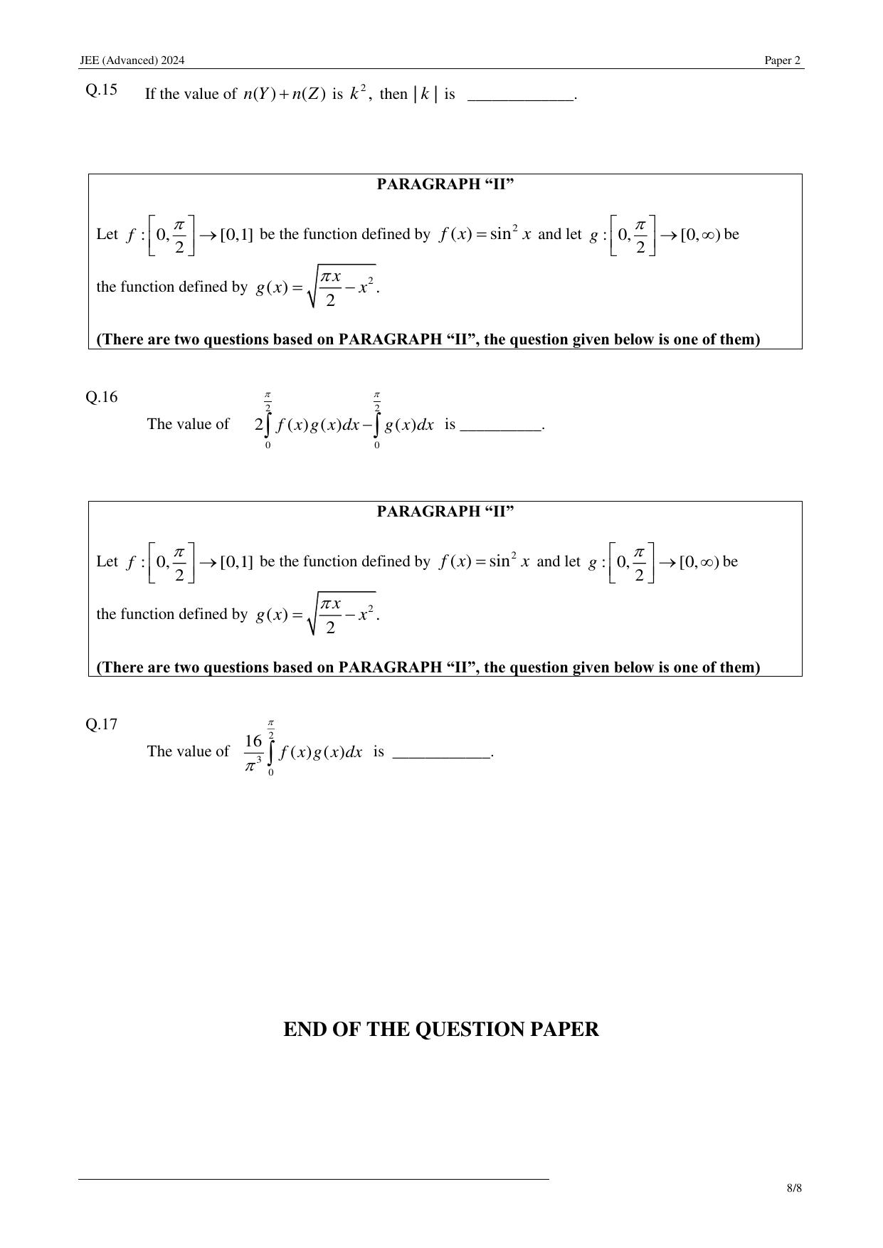 JEE (Advanced) 2024 Paper II - Mathematics Question Paper - Page 8