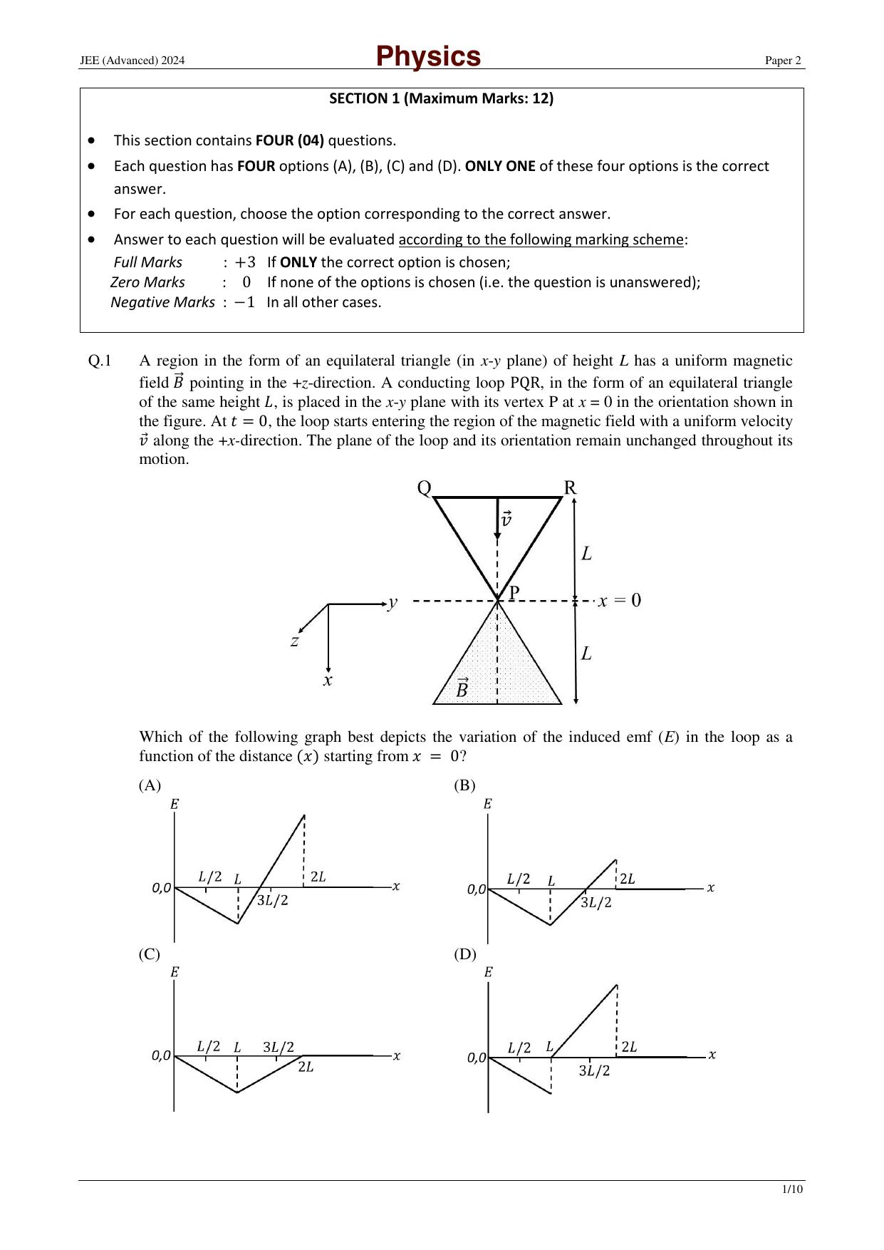 JEE (Advanced) 2024 Paper II - Mathematics Question Paper - Page 9