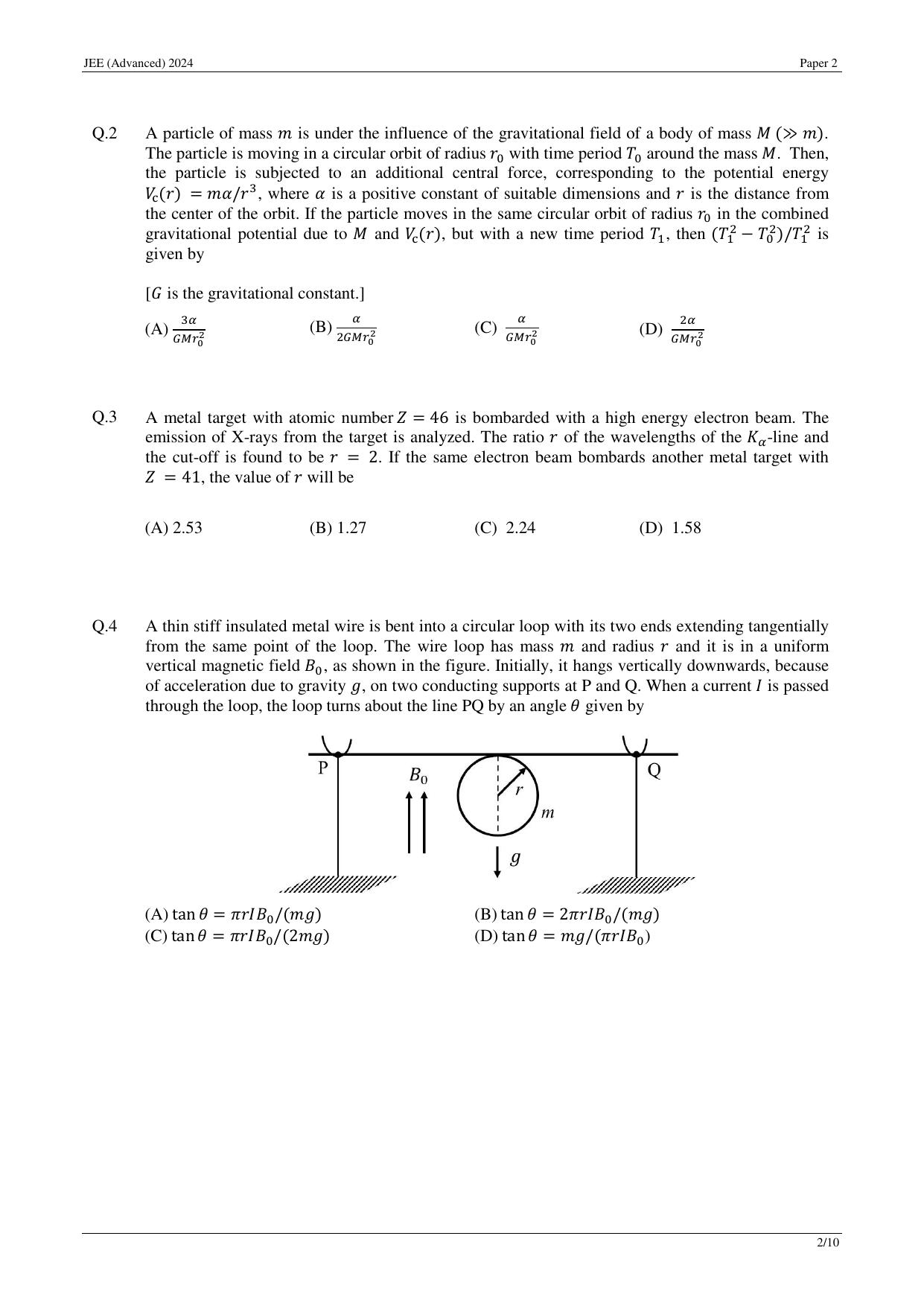 JEE (Advanced) 2024 Paper II - Mathematics Question Paper - Page 10