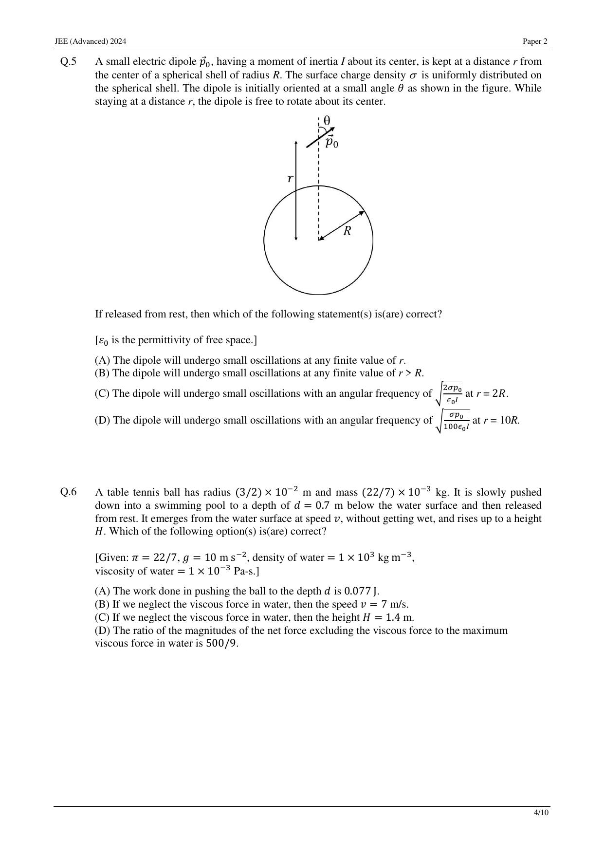 JEE (Advanced) 2024 Paper II - Mathematics Question Paper - Page 12
