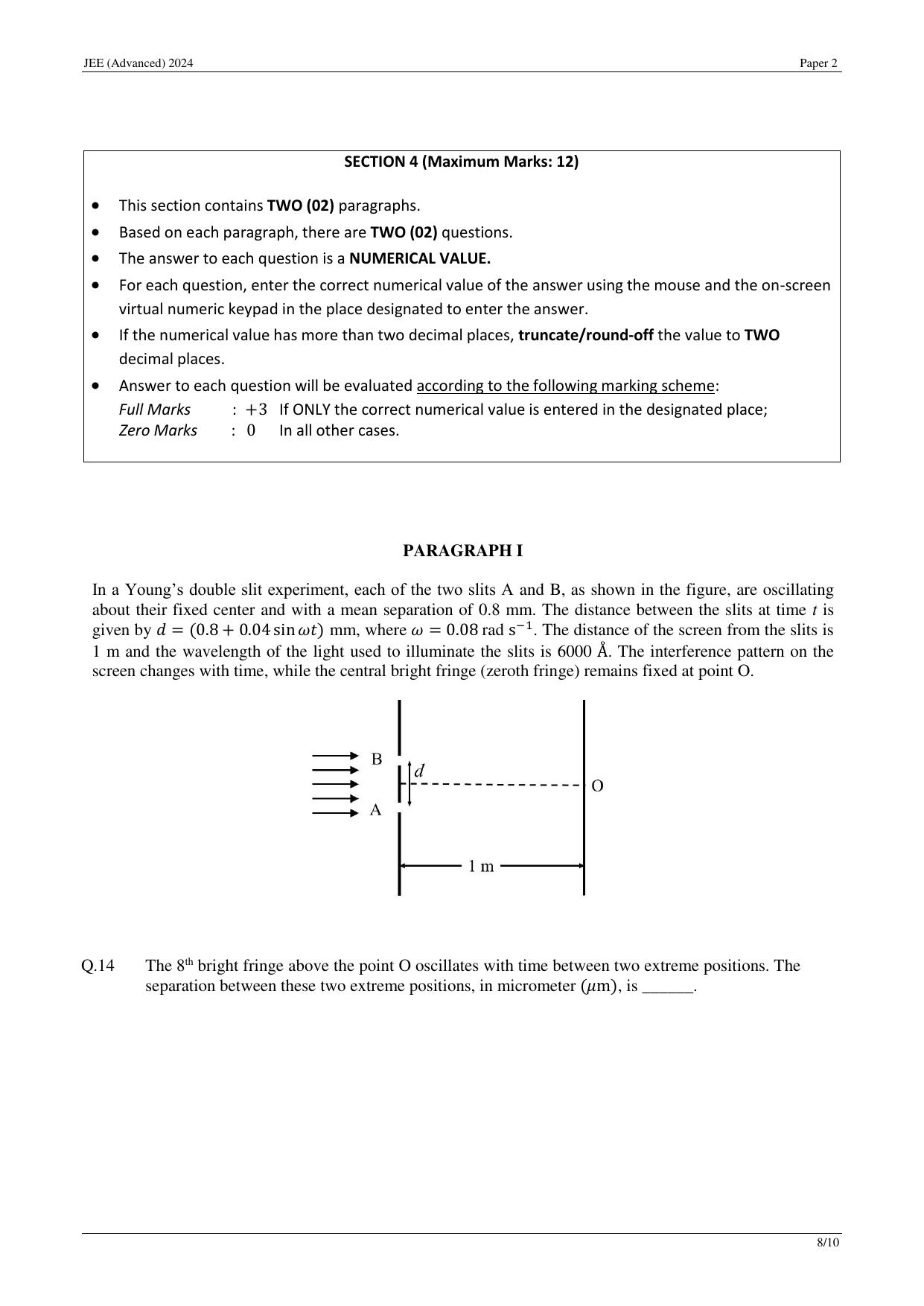 JEE (Advanced) 2024 Paper II - Mathematics Question Paper - Page 16