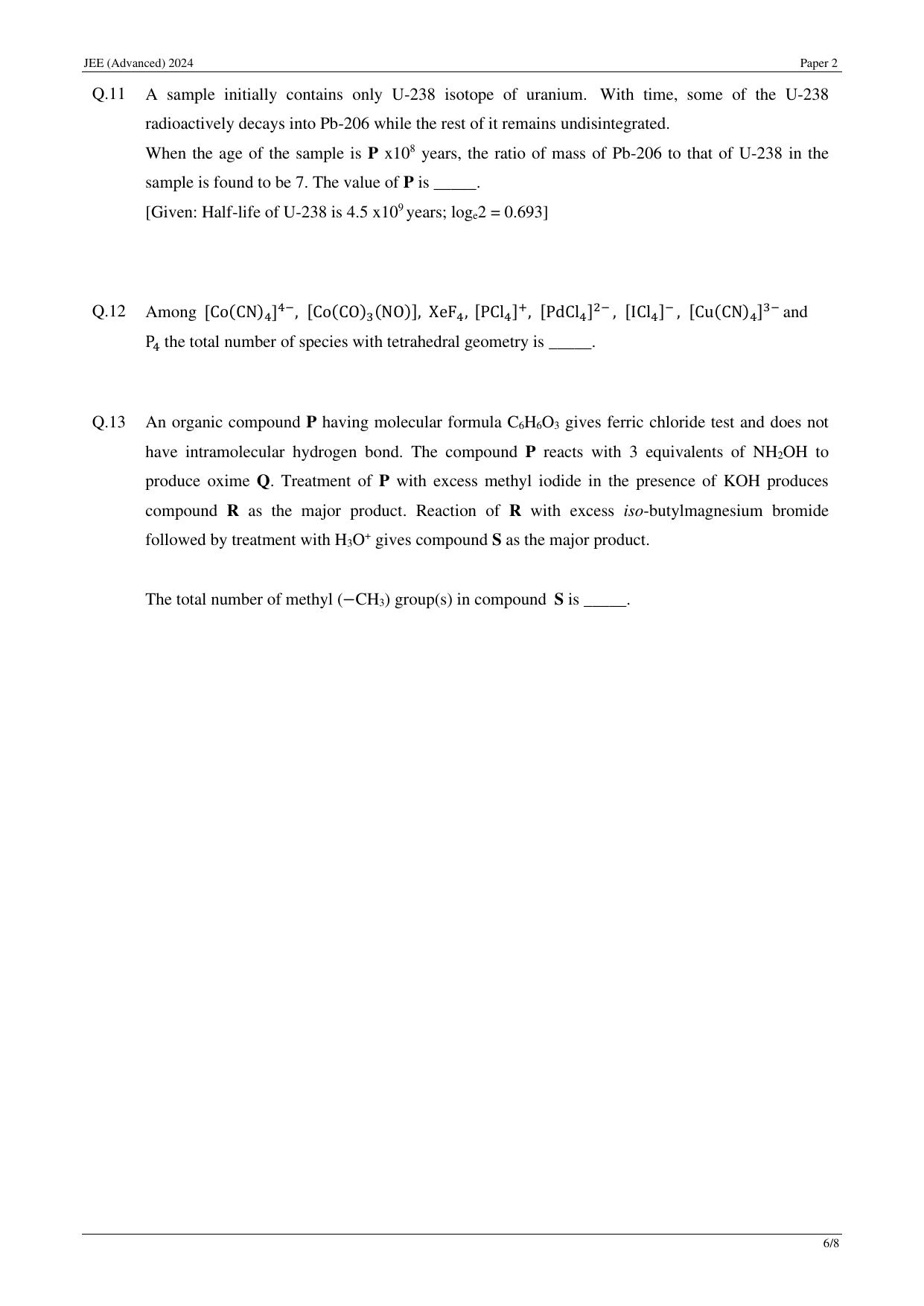JEE (Advanced) 2024 Paper II - Mathematics Question Paper - Page 24