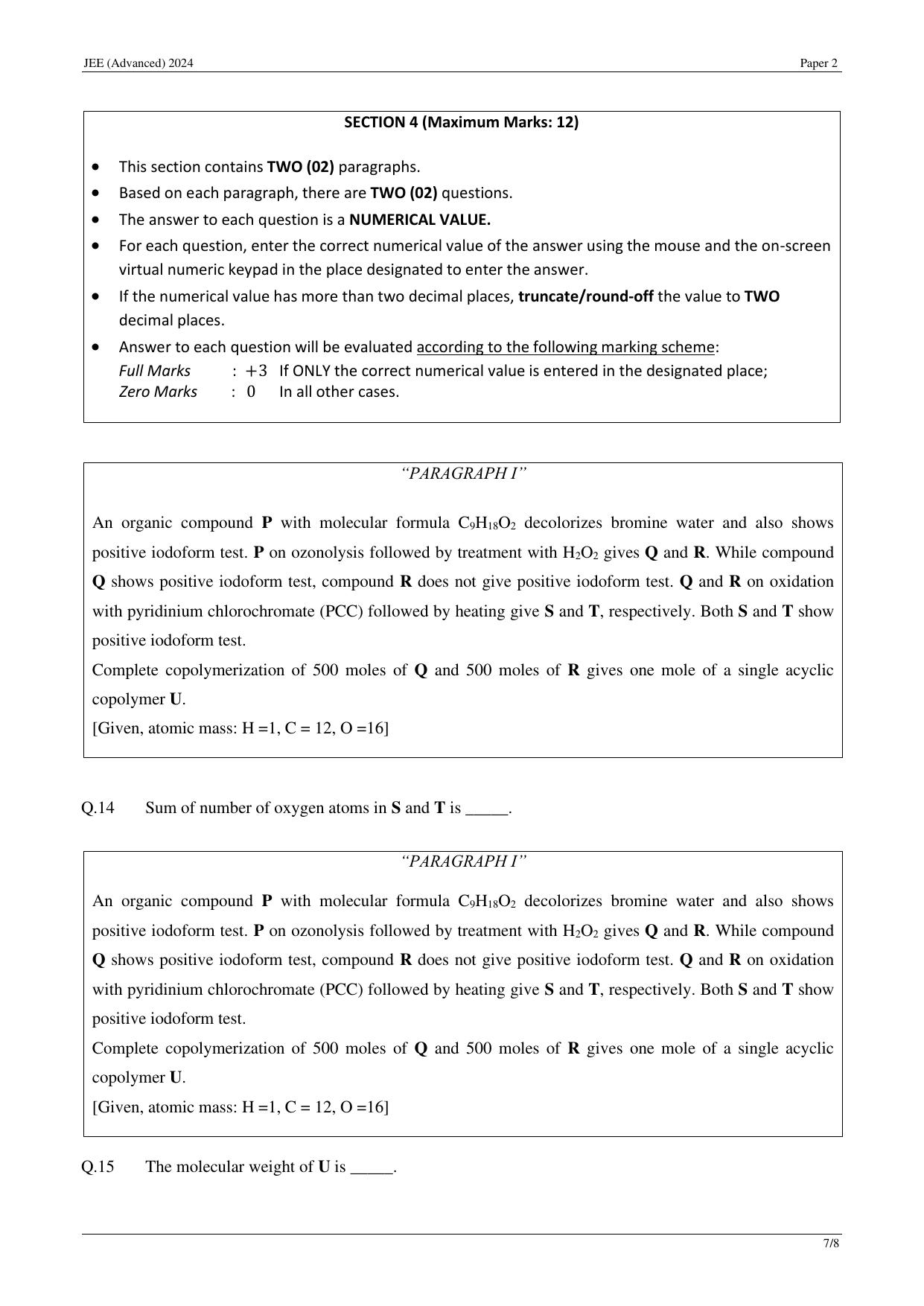 JEE (Advanced) 2024 Paper II - Mathematics Question Paper - Page 25
