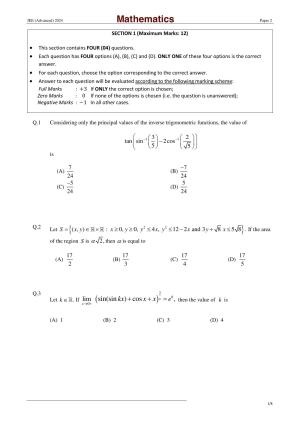 JEE (Advanced) 2024 Paper II - Mathematics Question Paper