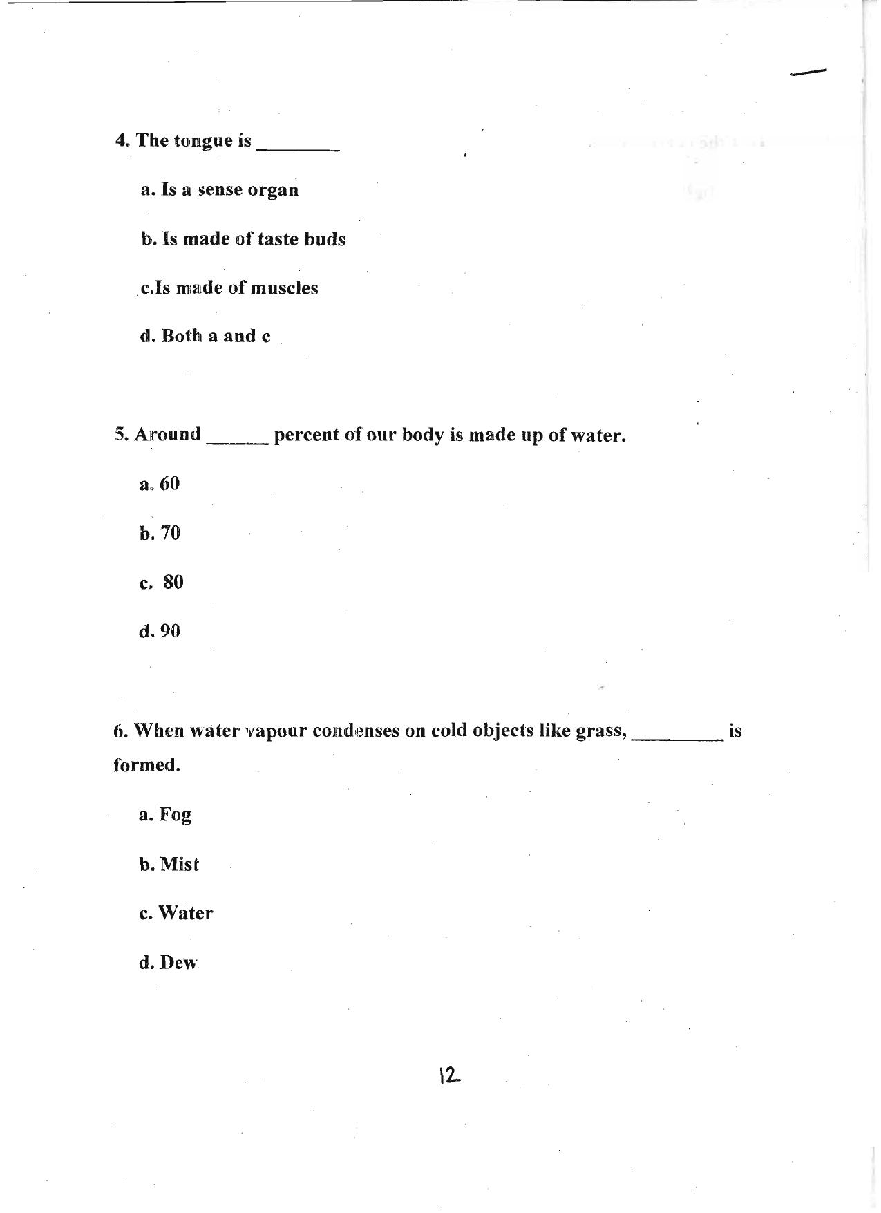 Worksheet for Class 4 Environmental Studies Assignment 15 - Page 12