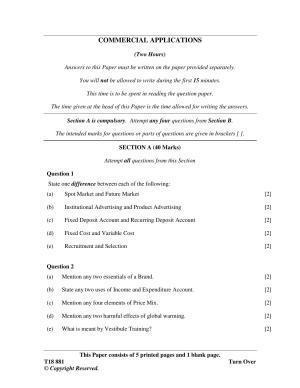 ISC Class 12 2018 Commercial Applications Question Paper