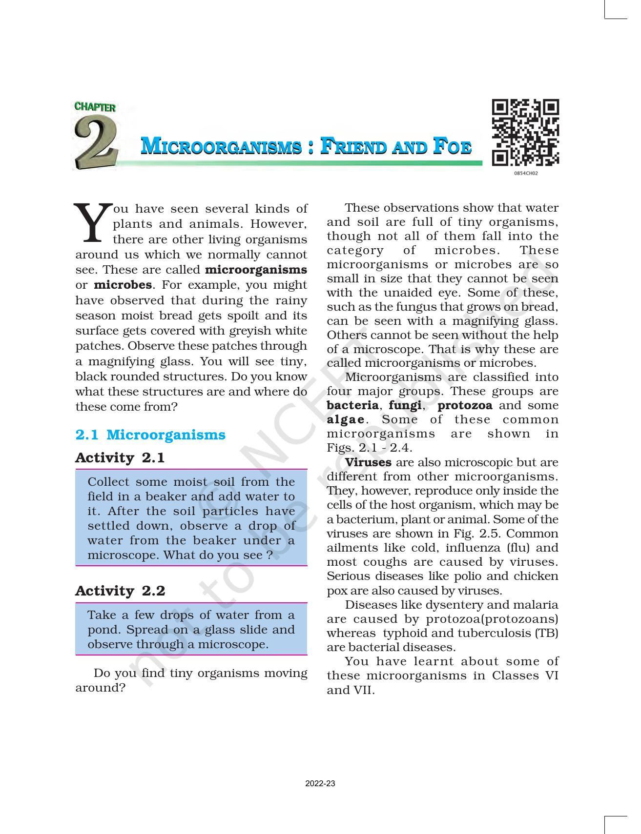 NCERT Book for Class 8 Science Chapter 2 Microorganisms: Friend and Foe - Page 1
