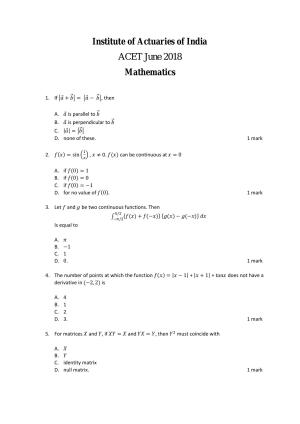 ACET June 2018 Question Papers