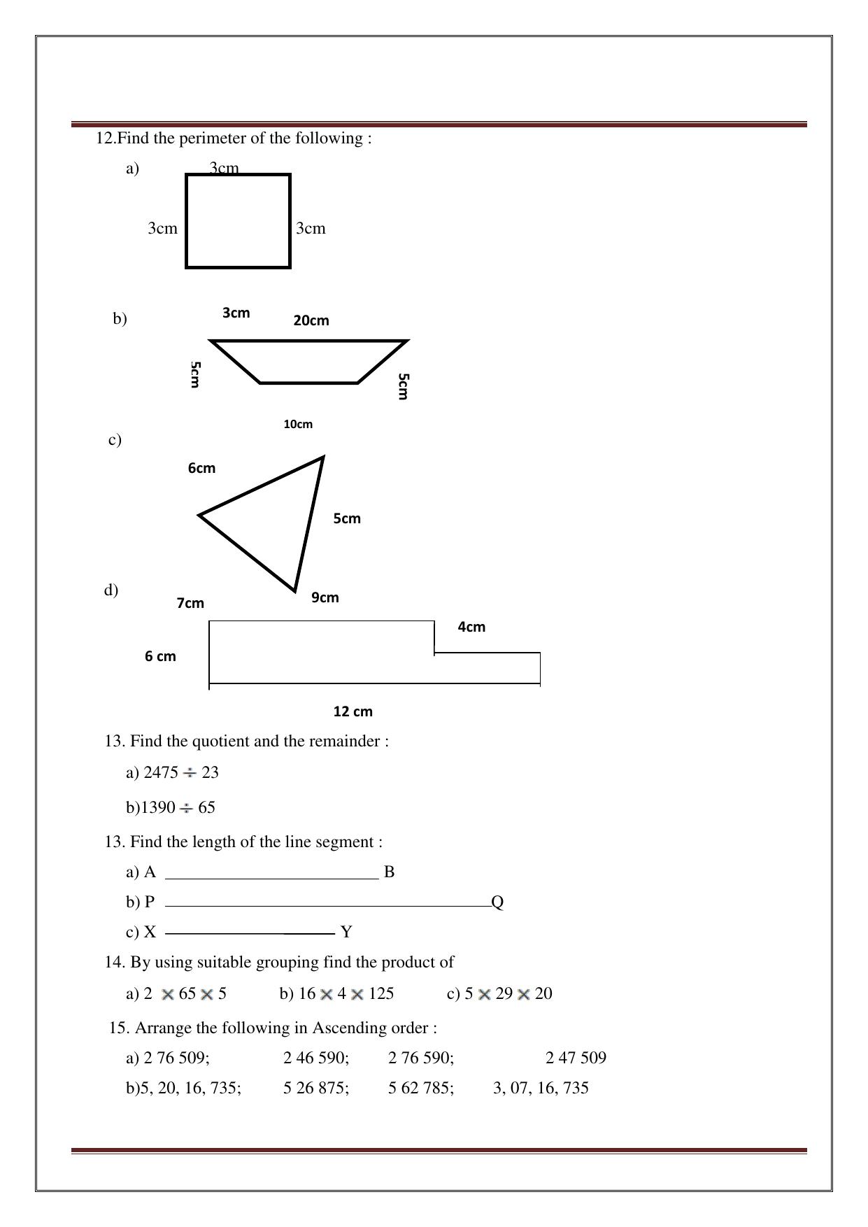 Worksheet for Class 4 Maths Assignment 13 - Page 5
