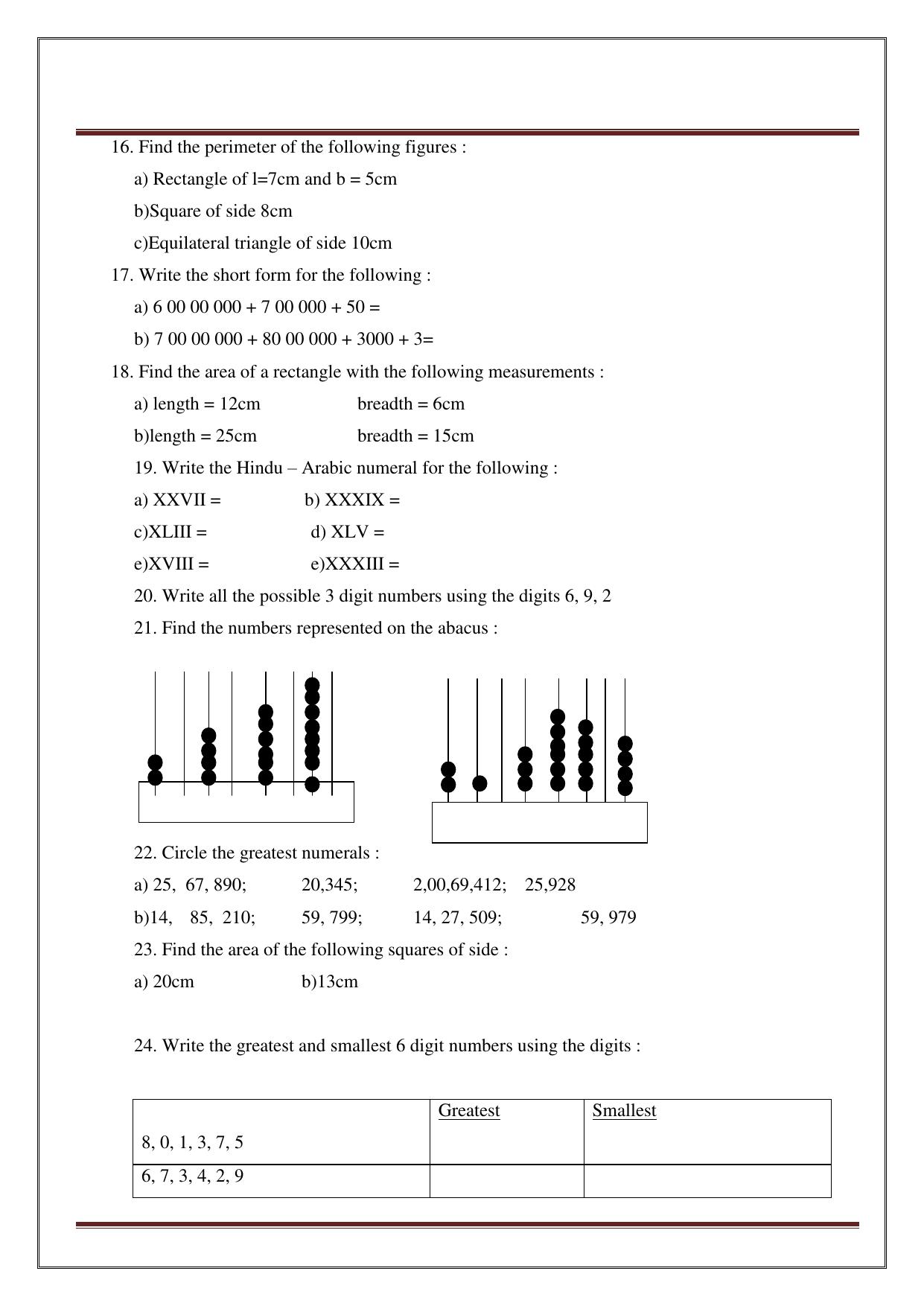 Worksheet for Class 4 Maths Assignment 13 - Page 6