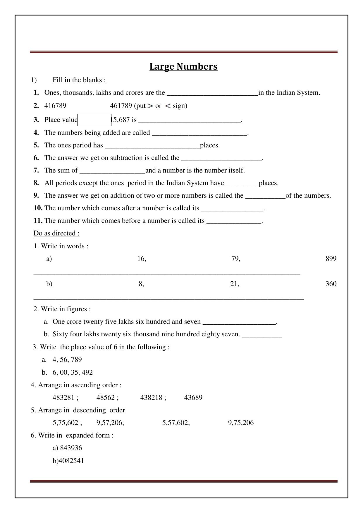 Worksheet for Class 4 Maths Assignment 13 - Page 8