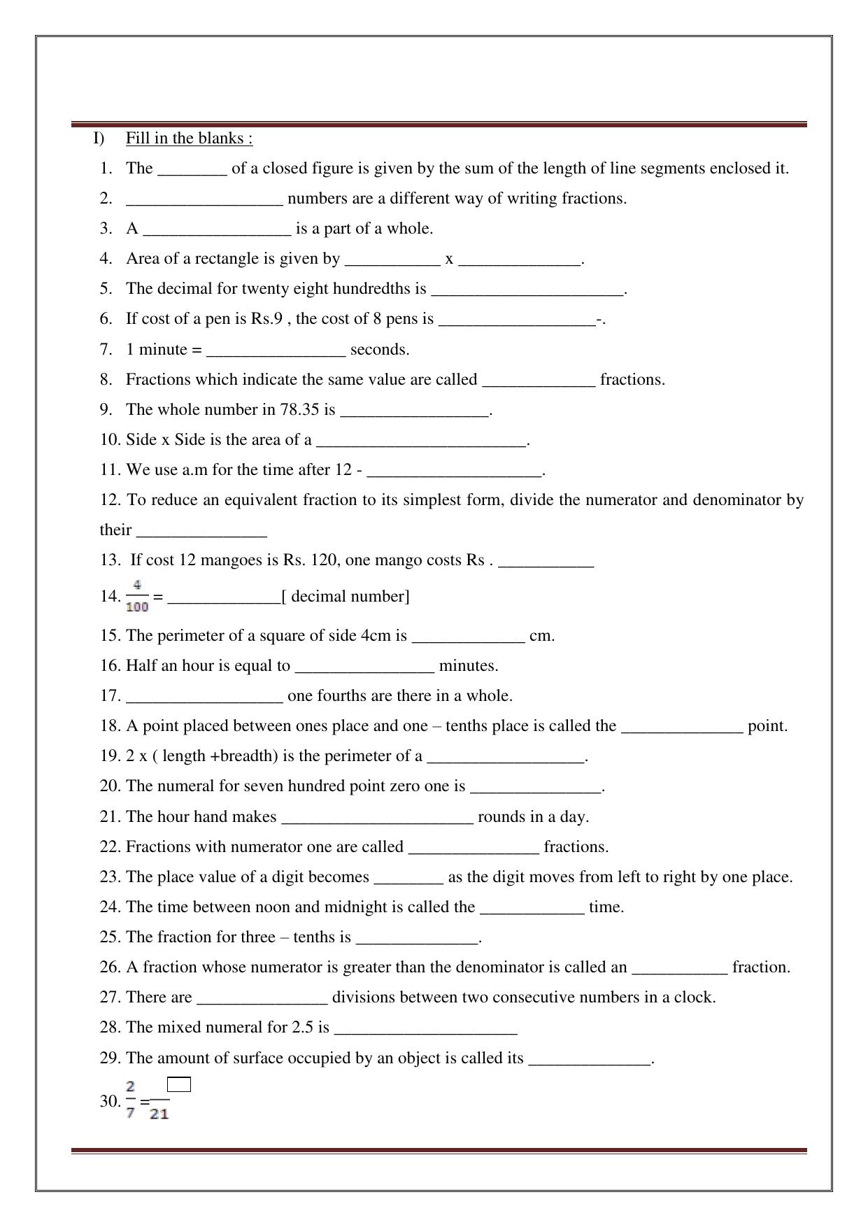 Worksheet for Class 4 Maths Assignment 13 - Page 16
