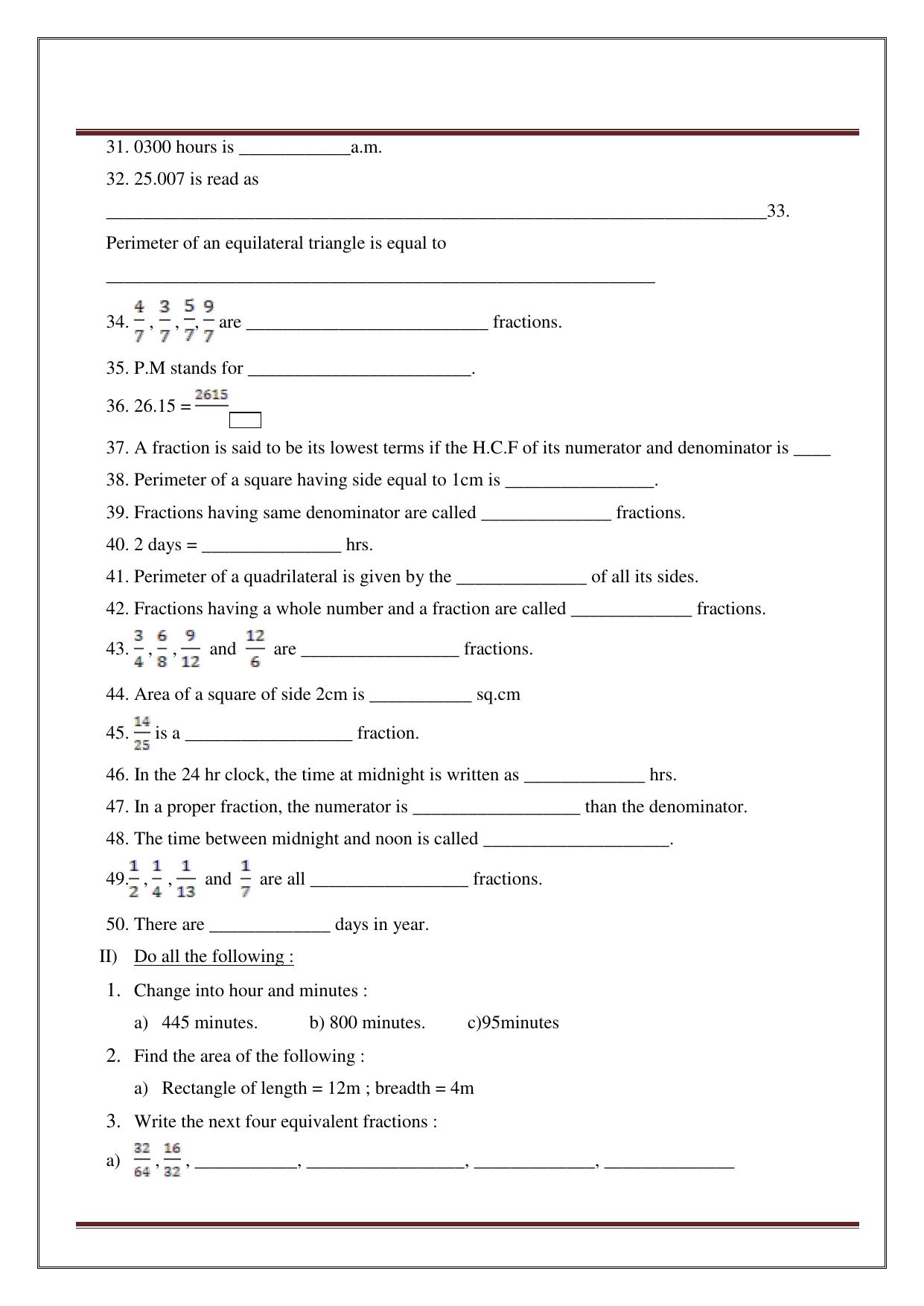 Worksheet for Class 4 Maths Assignment 13 - Page 17