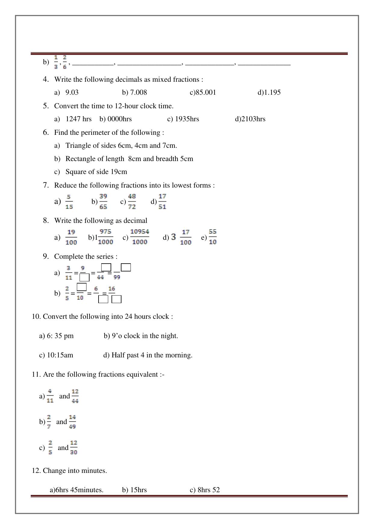 Worksheet for Class 4 Maths Assignment 13 - Page 18