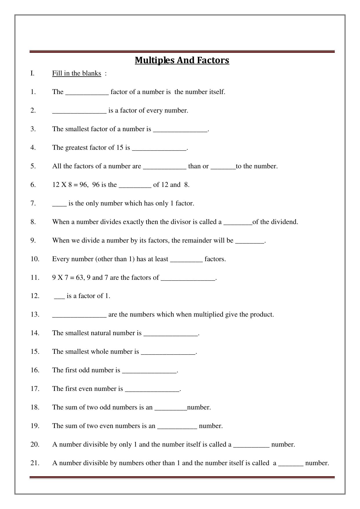 Worksheet for Class 4 Maths Assignment 13 - Page 22