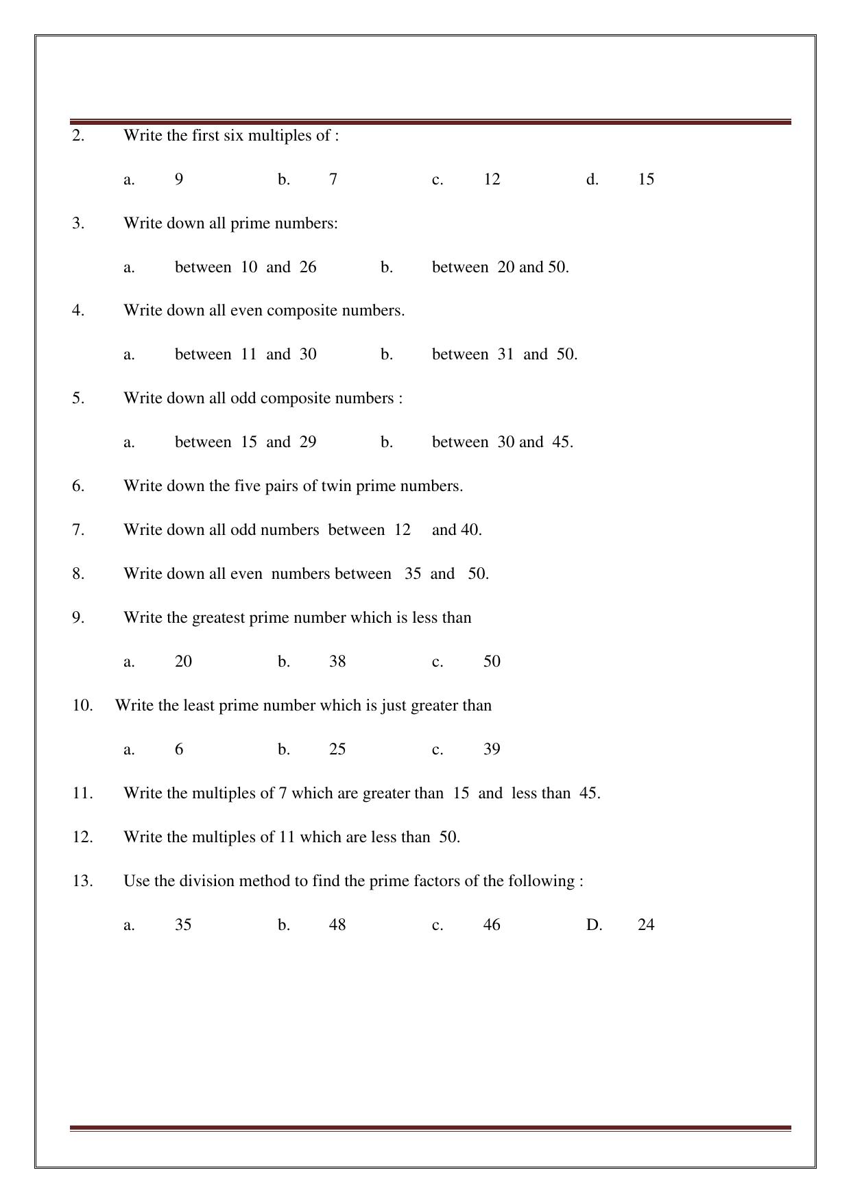 Worksheet for Class 4 Maths Assignment 13 - Page 24