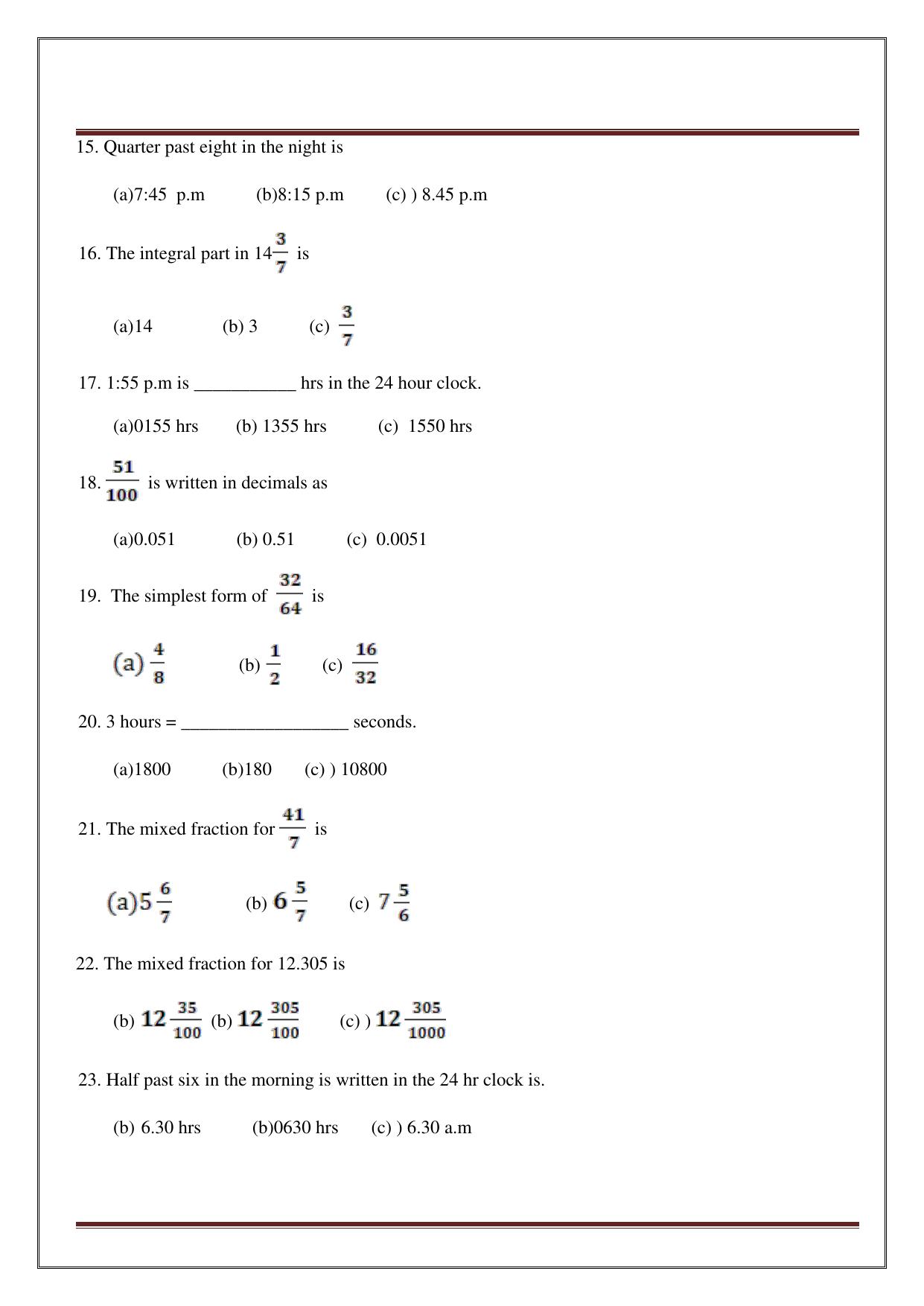 Worksheet for Class 4 Maths Assignment 13 - Page 28