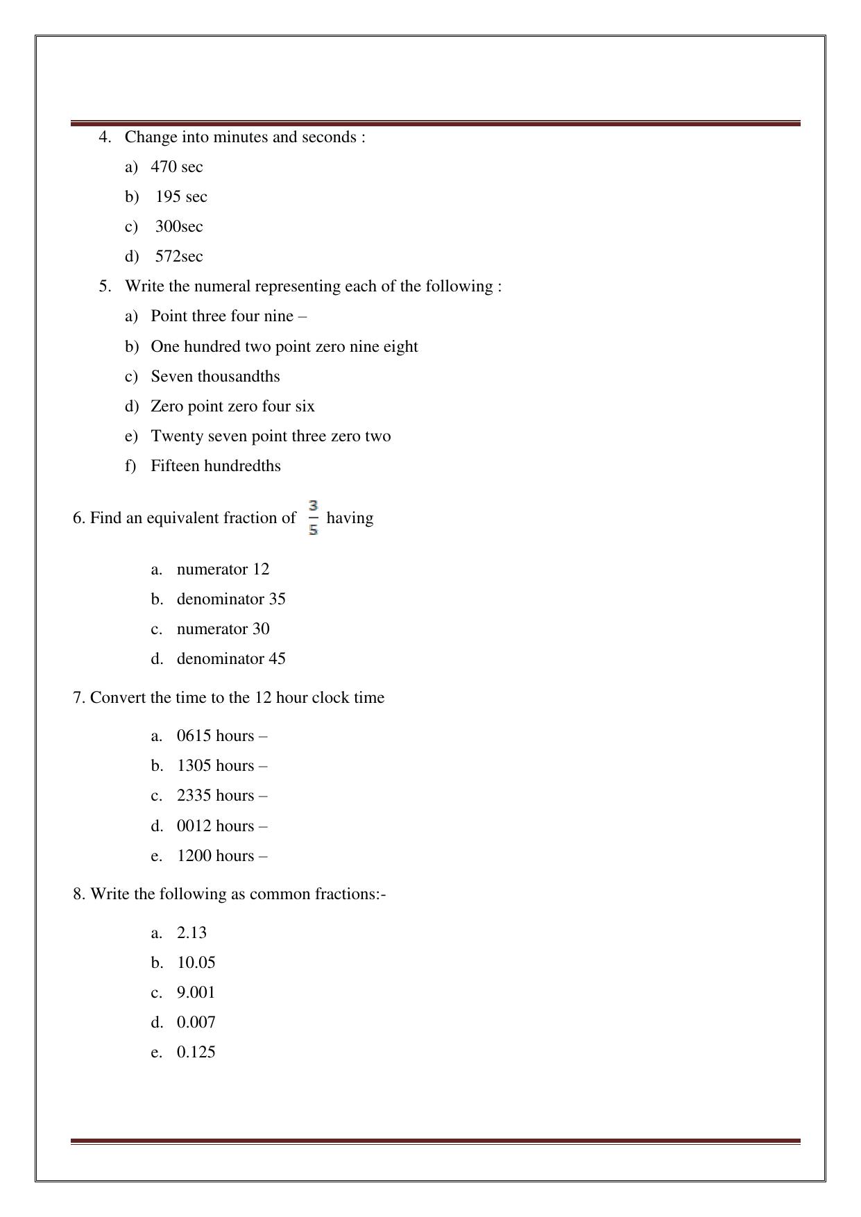 Worksheet for Class 4 Maths Assignment 13 - Page 30