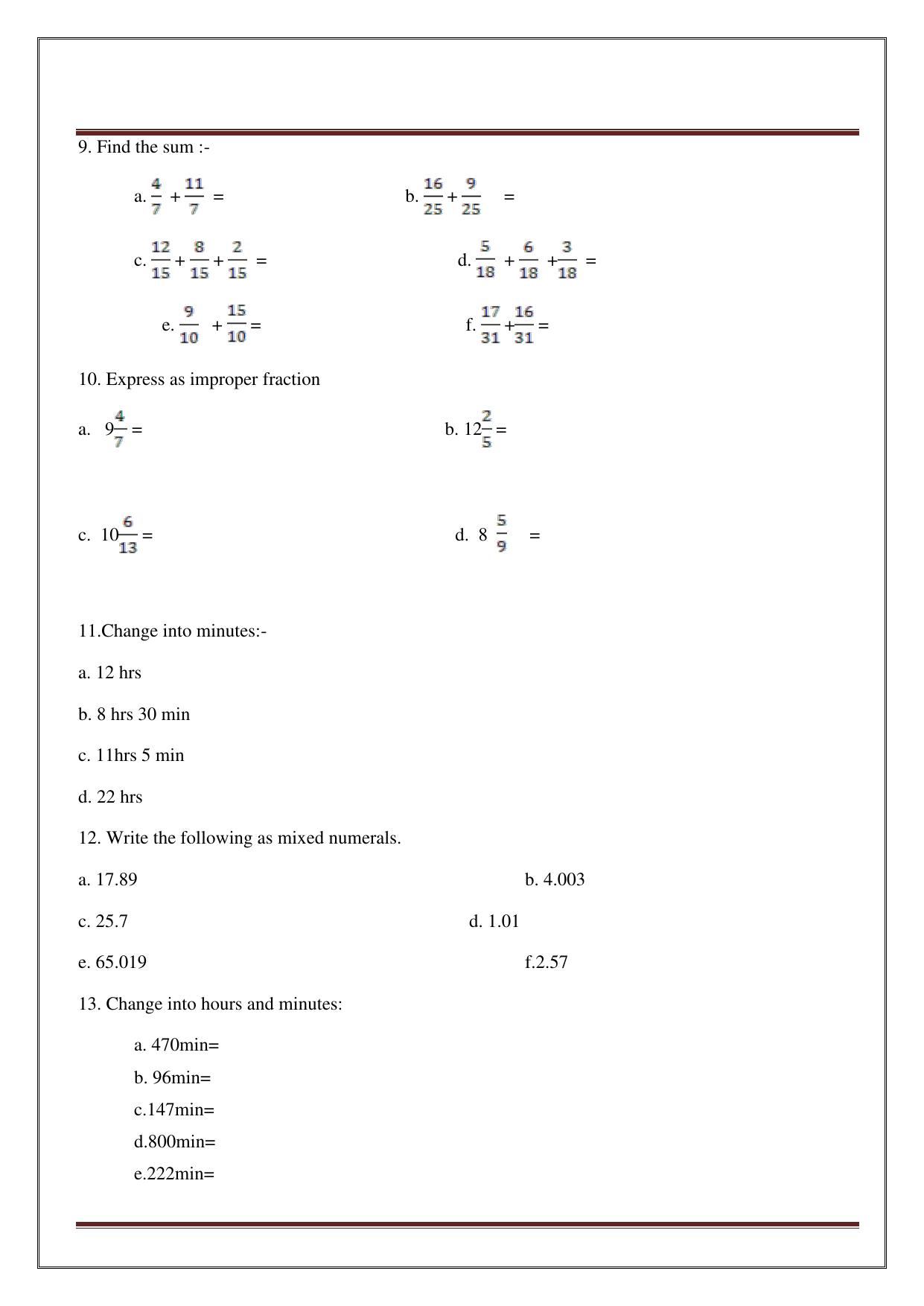Worksheet for Class 4 Maths Assignment 13 - Page 31