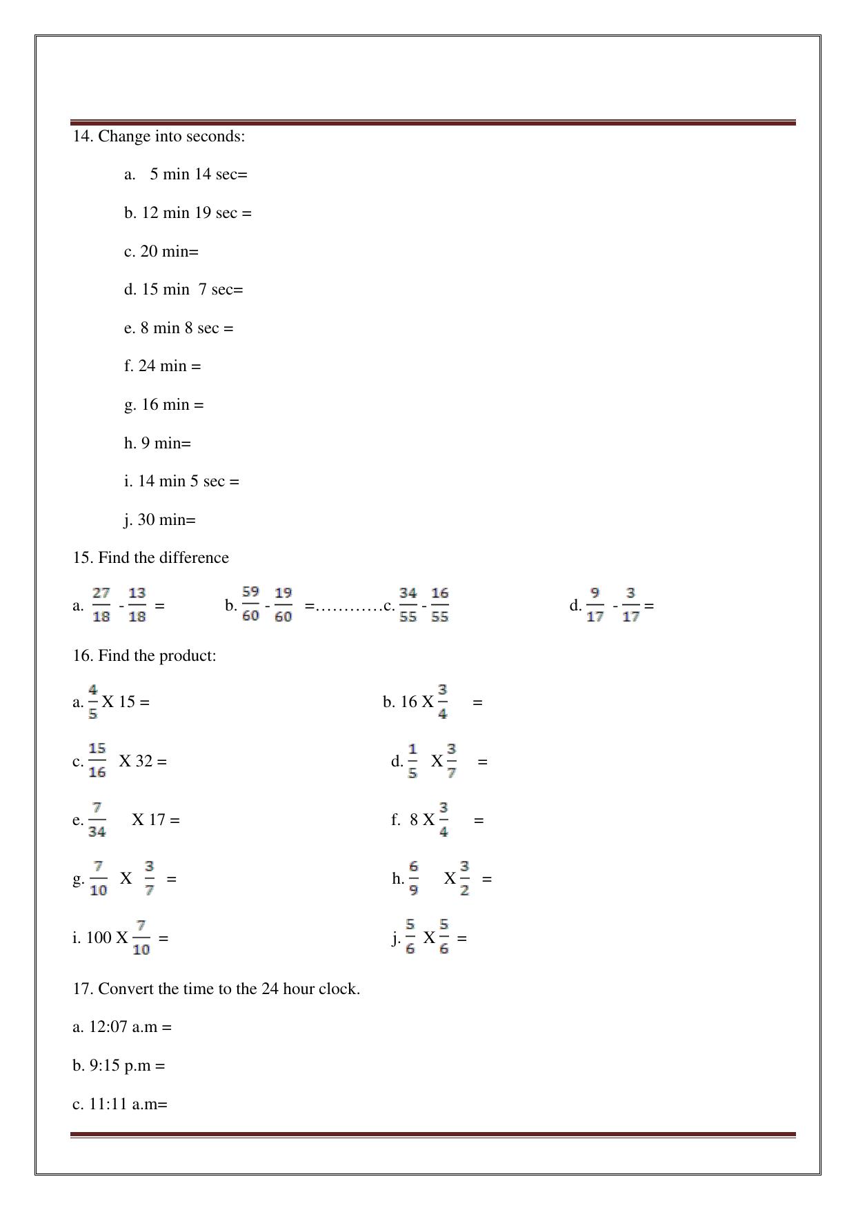 Worksheet for Class 4 Maths Assignment 13 - Page 32
