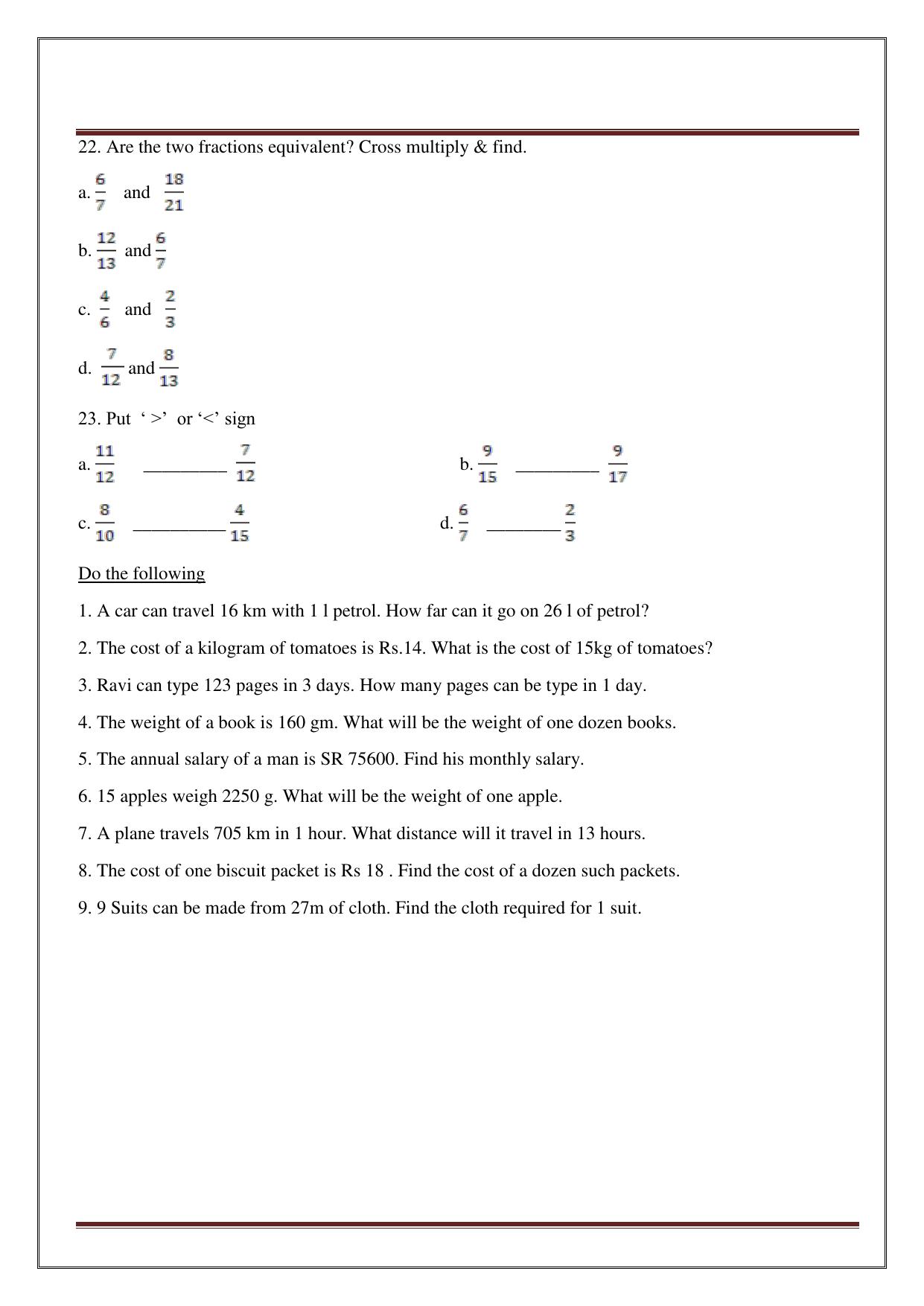 Worksheet for Class 4 Maths Assignment 13 - Page 34