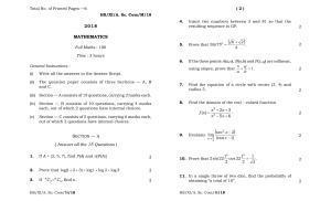 Meghalaya Board (MBOSE) Class 11 Mathemarics 2018 Question Paper
