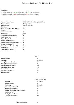 MP CPCT 27th April 2019 Remington Gail Question Paper Shift 1