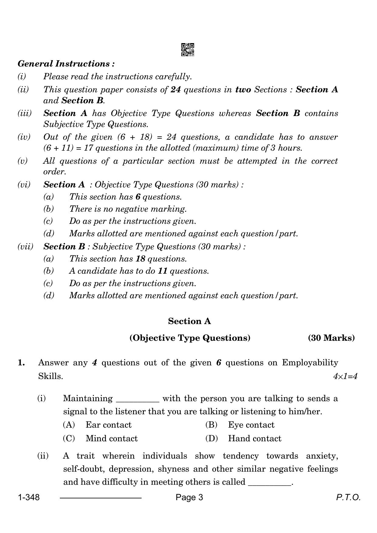 CBSE Class 12 Office Procedures & Practices 2024 Question Paper - Page 3