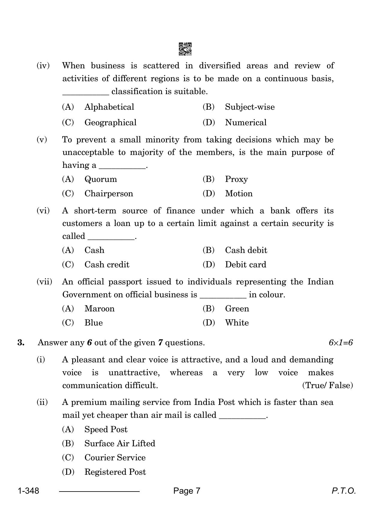 CBSE Class 12 Office Procedures & Practices 2024 Question Paper - Page 7
