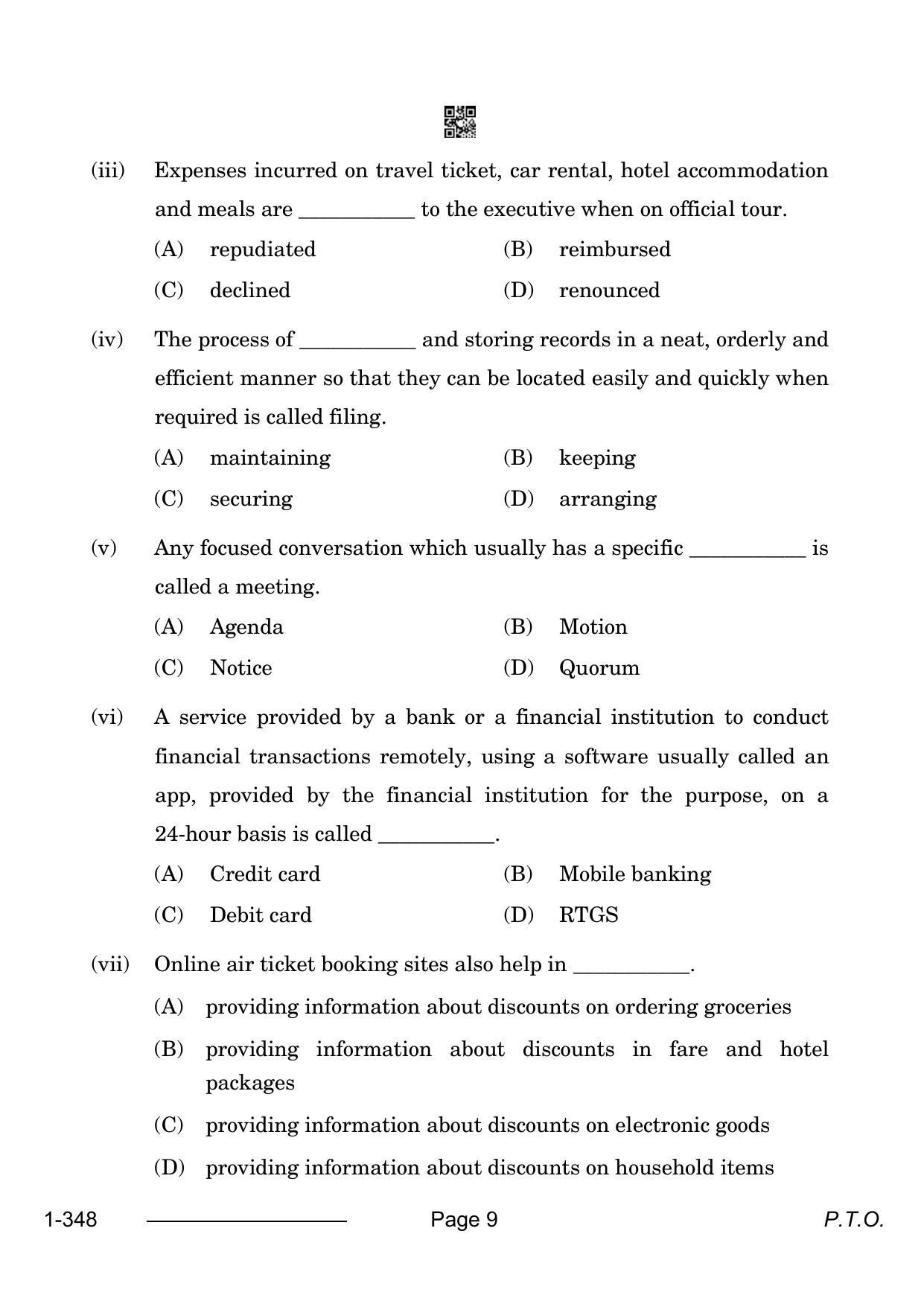 CBSE Class 12 Office Procedures & Practices 2024 Question Paper - Page 9