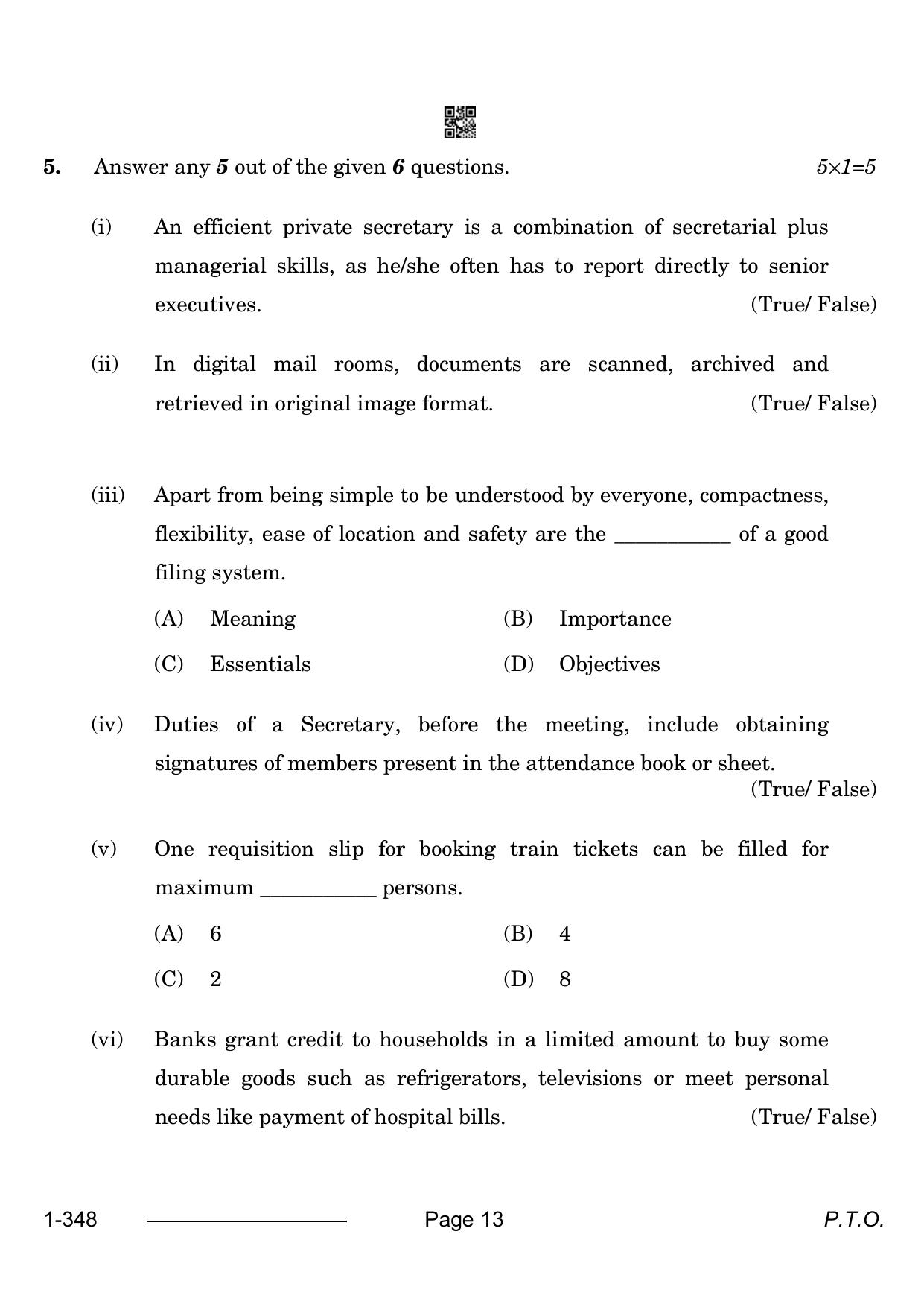 CBSE Class 12 Office Procedures & Practices 2024 Question Paper - Page 13
