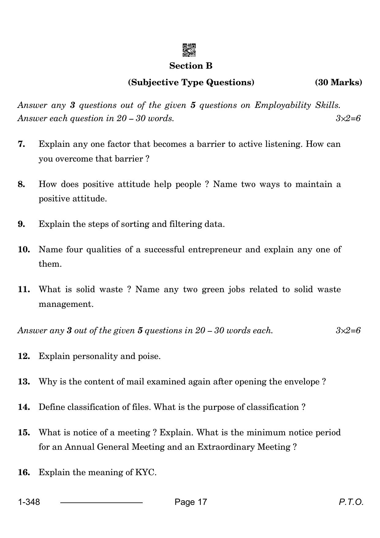 CBSE Class 12 Office Procedures & Practices 2024 Question Paper - Page 17
