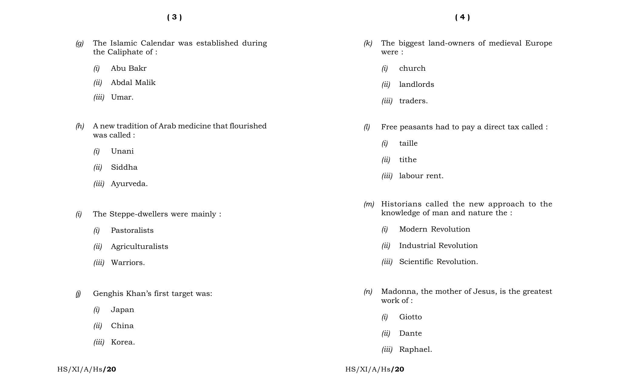 Meghalaya Board (MBOSE) Class 11 History 2020 Question Paper - Page 2