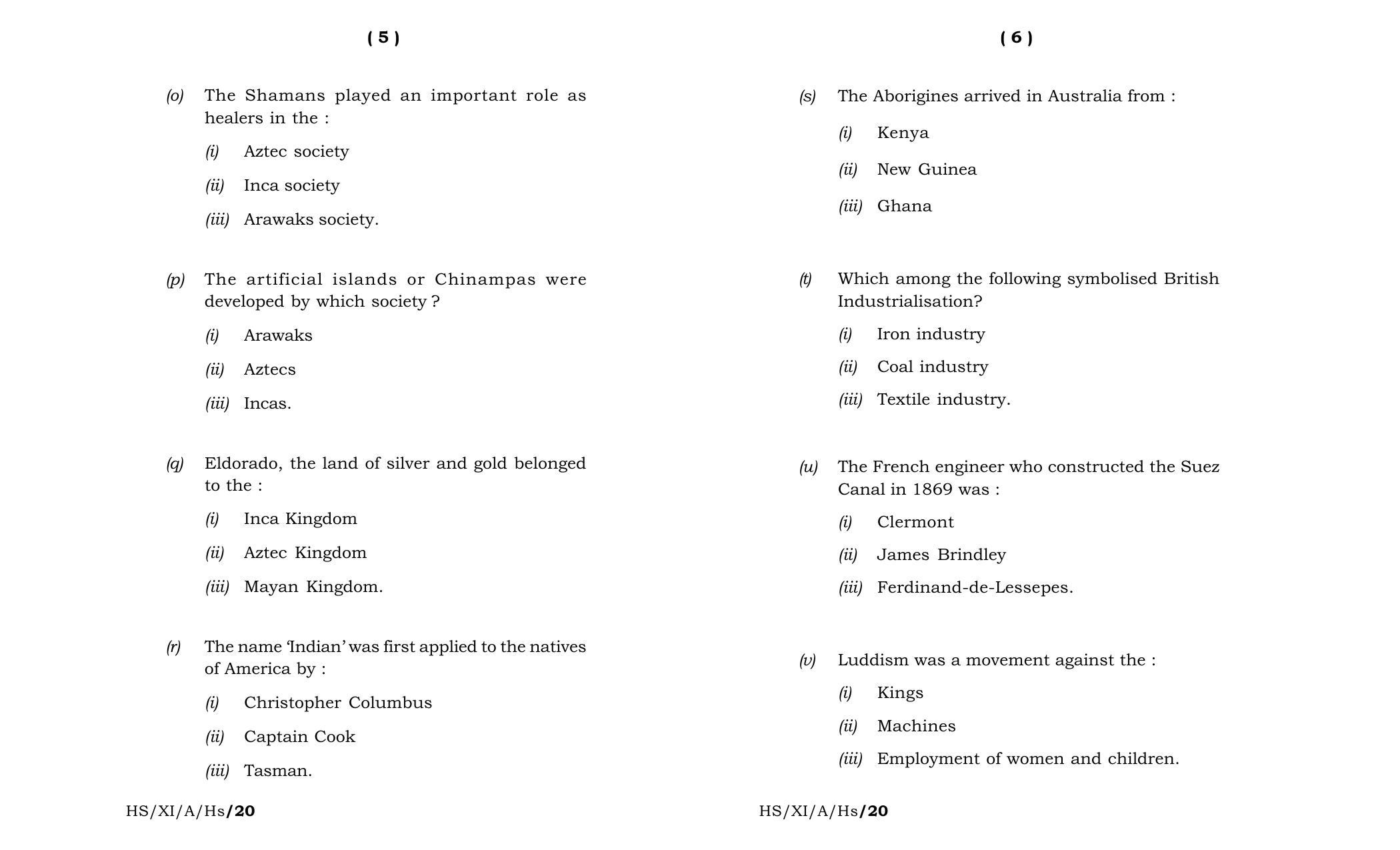 Meghalaya Board (MBOSE) Class 11 History 2020 Question Paper - Page 3