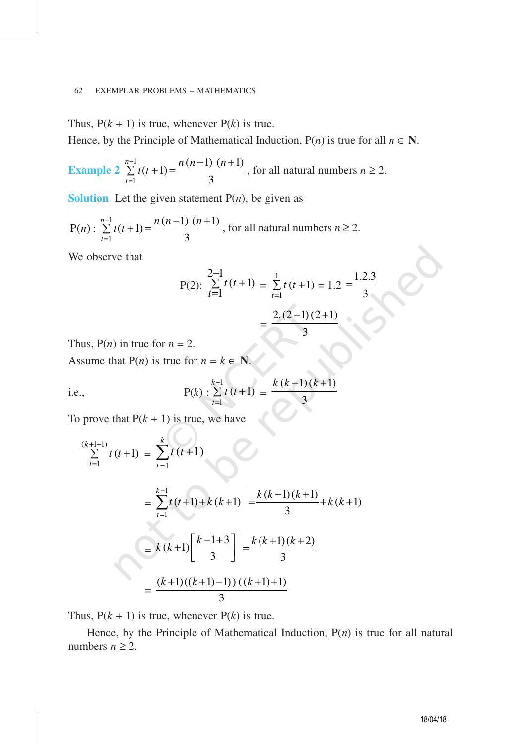 NCERT Exemplar Book for Class 11 Maths: Chapter 4 Principle of Mathematical Induction - Page 2
