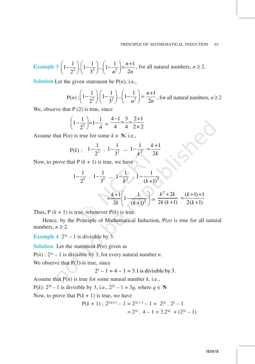 NCERT Exemplar Book for Class 11 Maths: Chapter 4 Principle of Mathematical Induction - Page 3